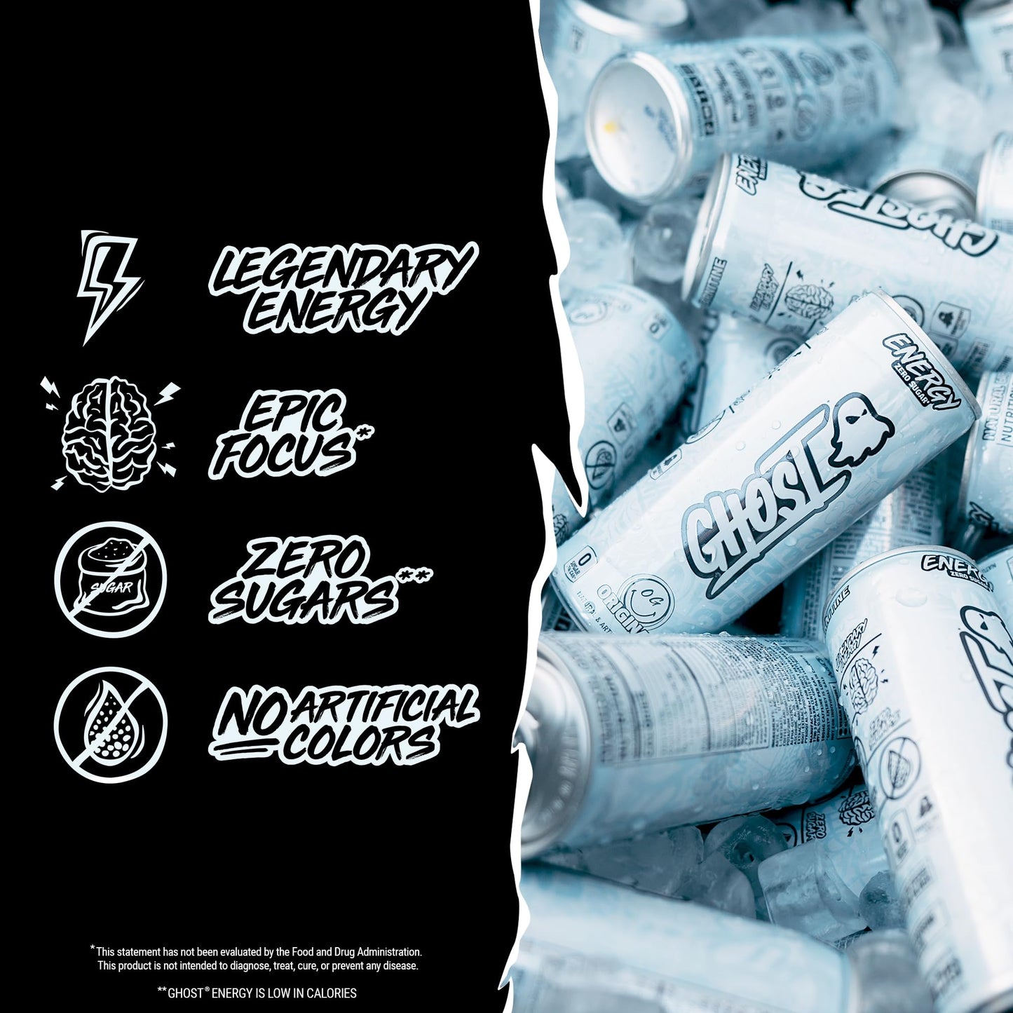 GHOST Energy Drink - 24-Pack, Original, 8.4oz, Gluten-Free, Vegan, 100mg Natural Caffeine