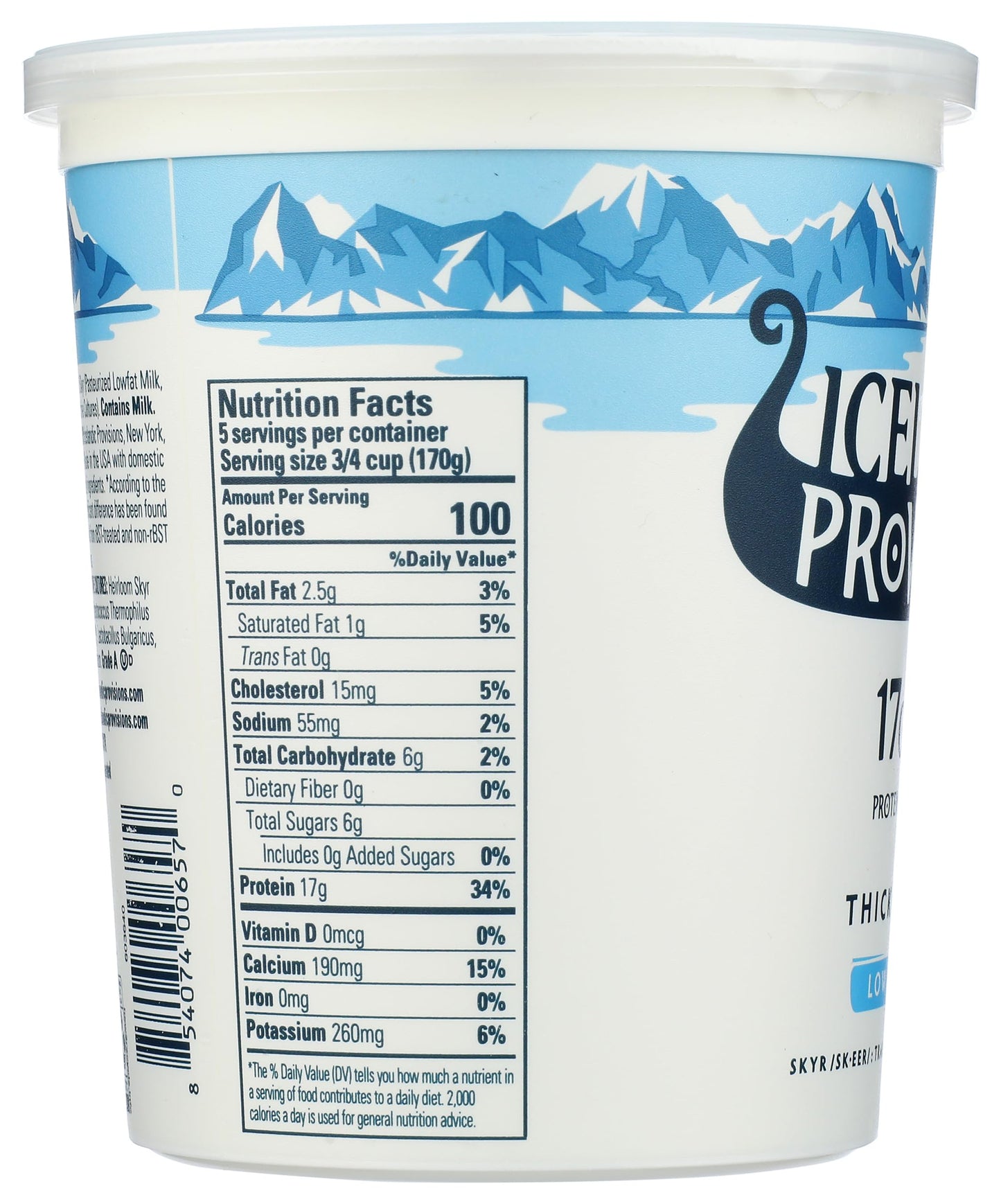 Icelandic Provisions 30 oz Traditional Skyr Yogurt, Low Fat