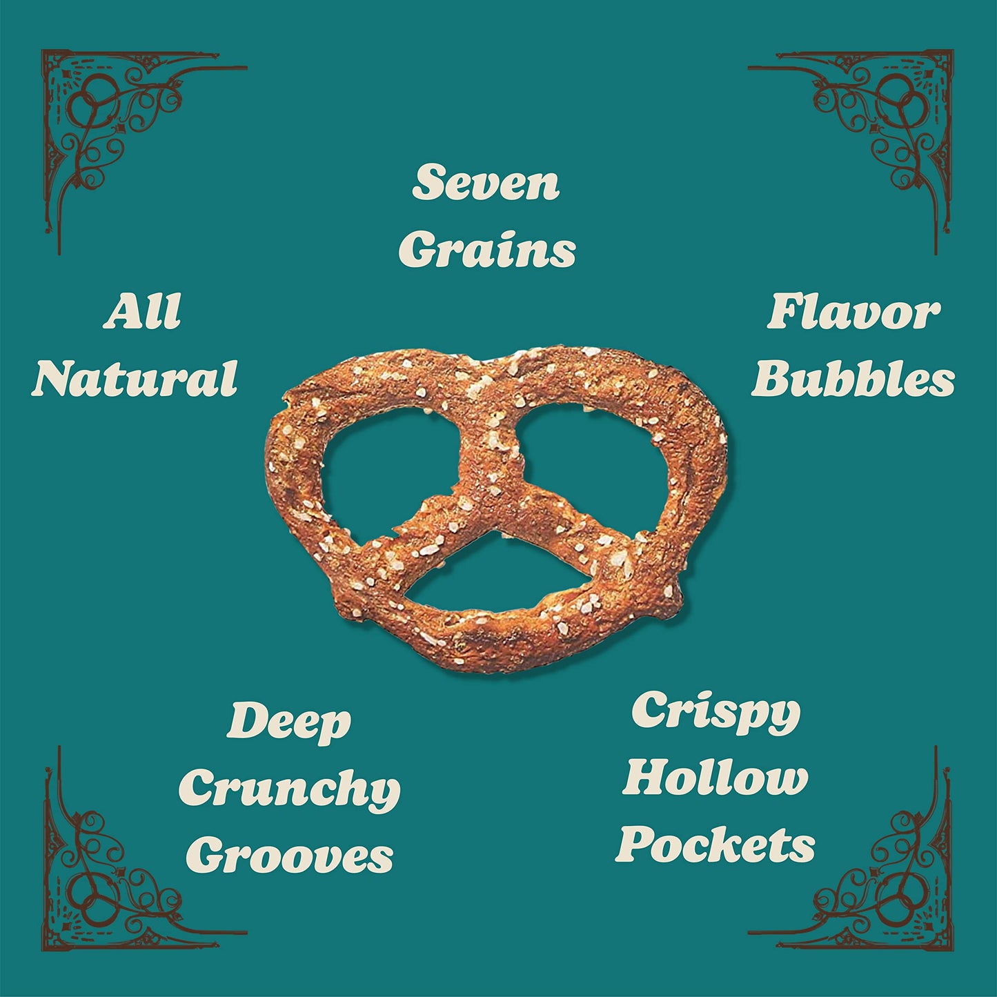 Unique Snacks Multi Grain Pretzels, Homestyle Baked, 11 oz (Pack of 6), Certified OU Kosher, Non-GMO, Multi-grain