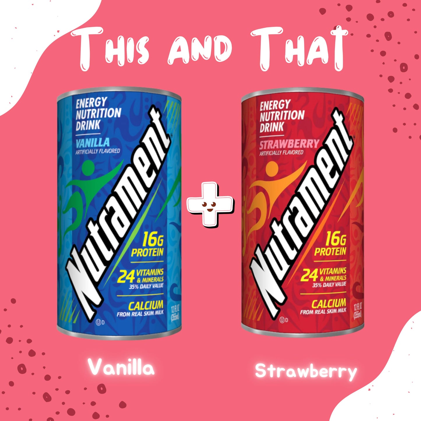 Nutrament Nutritional Drink, Meal Replacement, Energy Nutrition drink, 2 Flavor Variety Pack, 12 Ounce (Pack of12) VANILLA & STR