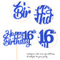 YCTHUNFISH Happy 16th Birthday Cake Topper, Glitter Decoration, Small Size, Blue
