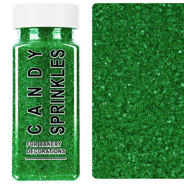 Green Sanding Sugar Sprinkles, 4.6 oz Edible Sparkling Sugar Crystals for Baking Topping, Cupcakes, Cookies, Ice Cream & Cake De