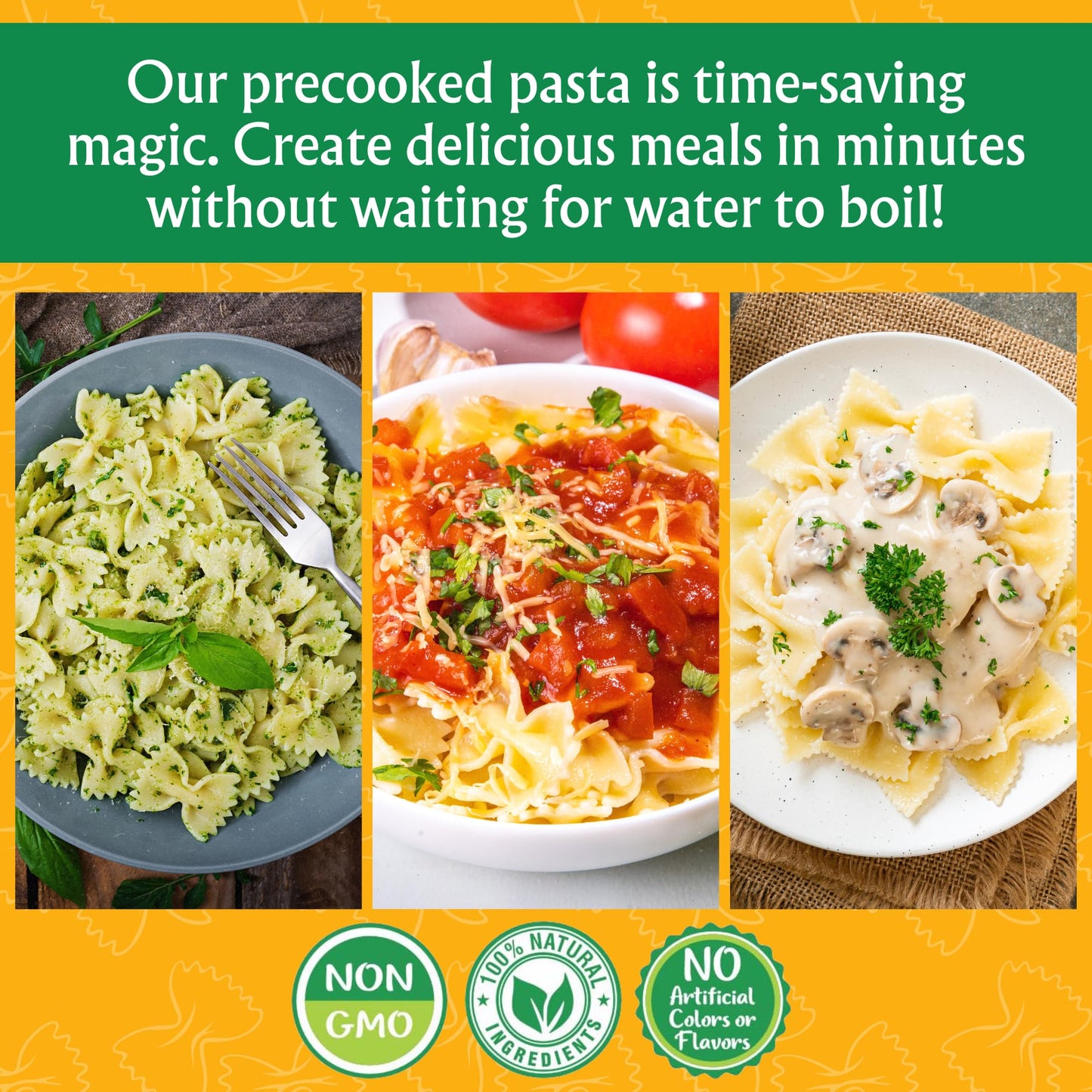 Pasta Zing Mircrowavable Farfalle Pasta Pack Of 7, 7.05 Ounce, | Ready To Eat In 60 Sec | Pasta -100% Italian Durum Wheat | Natu