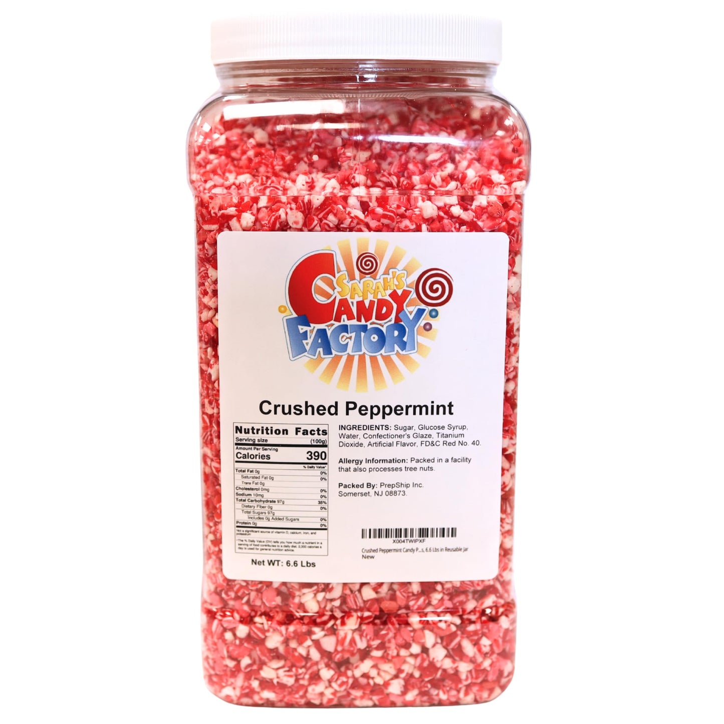 Crushed Peppermint Candy Pieces  Red & White  Mint Flavored Bits For Baking  Toppings  Decorating  And Holiday Treats  6.6 Lbs In Reusable Jar