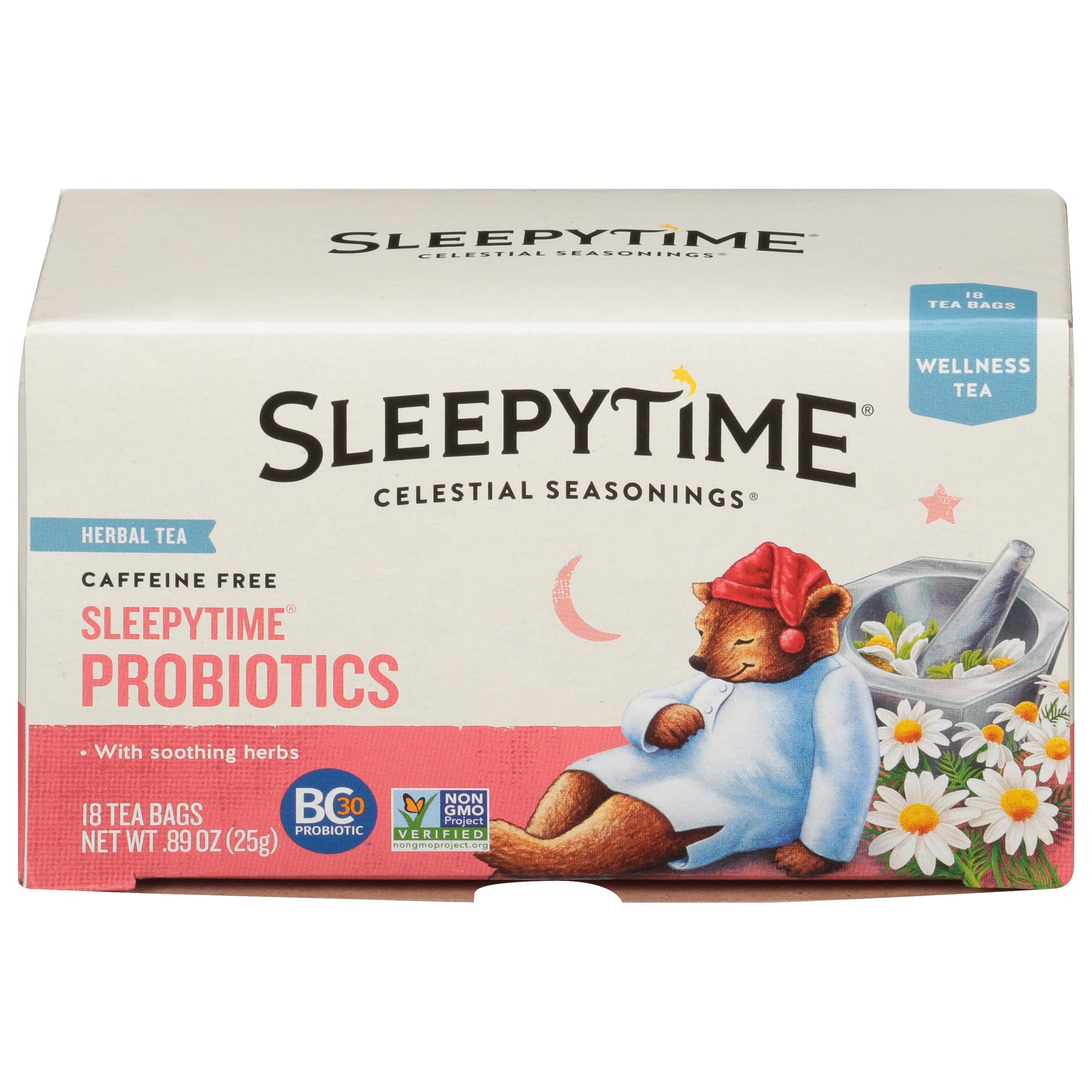 Celestial Seasonings Sleepytime Wellness Tea Plus Probiotics, Caffeine Free, 18 Count