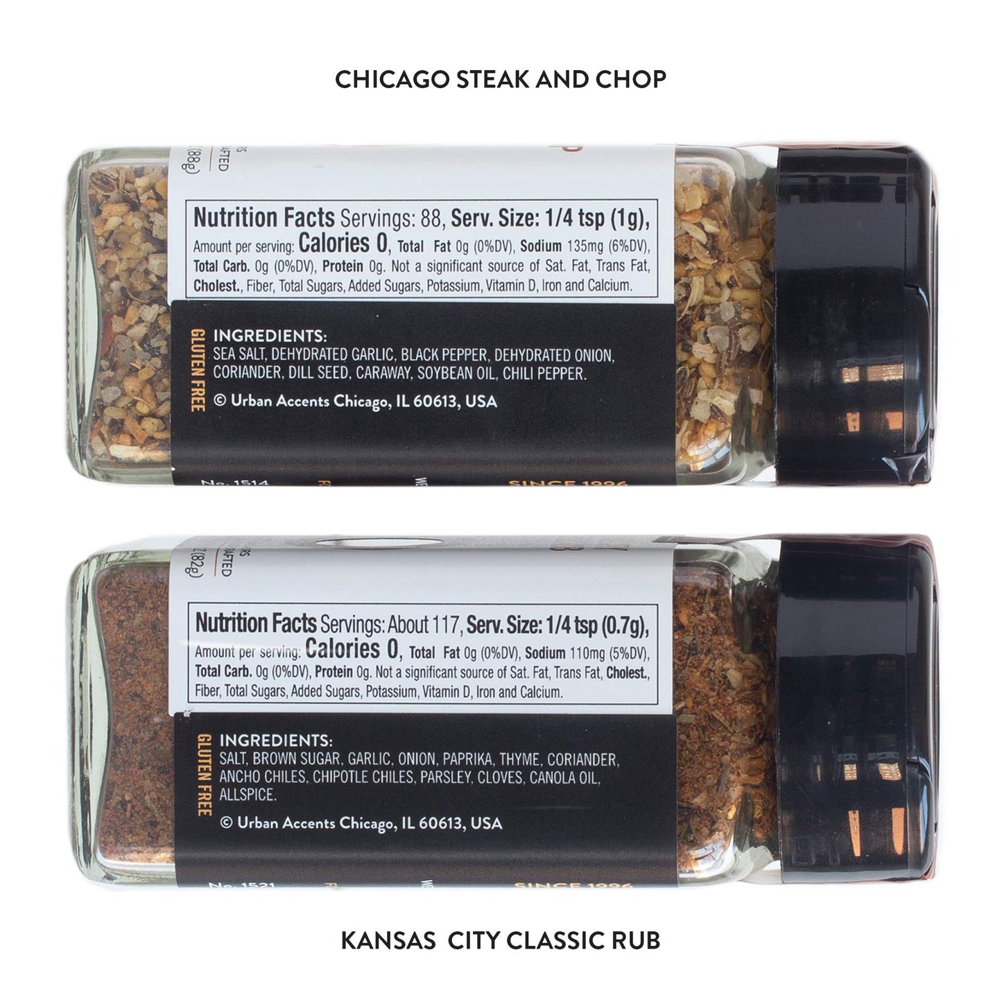 Urban Accents BBQ Grilling Spices Set - 5 Piece Dryglaze Rubs Gift Set, Model SUVELAM