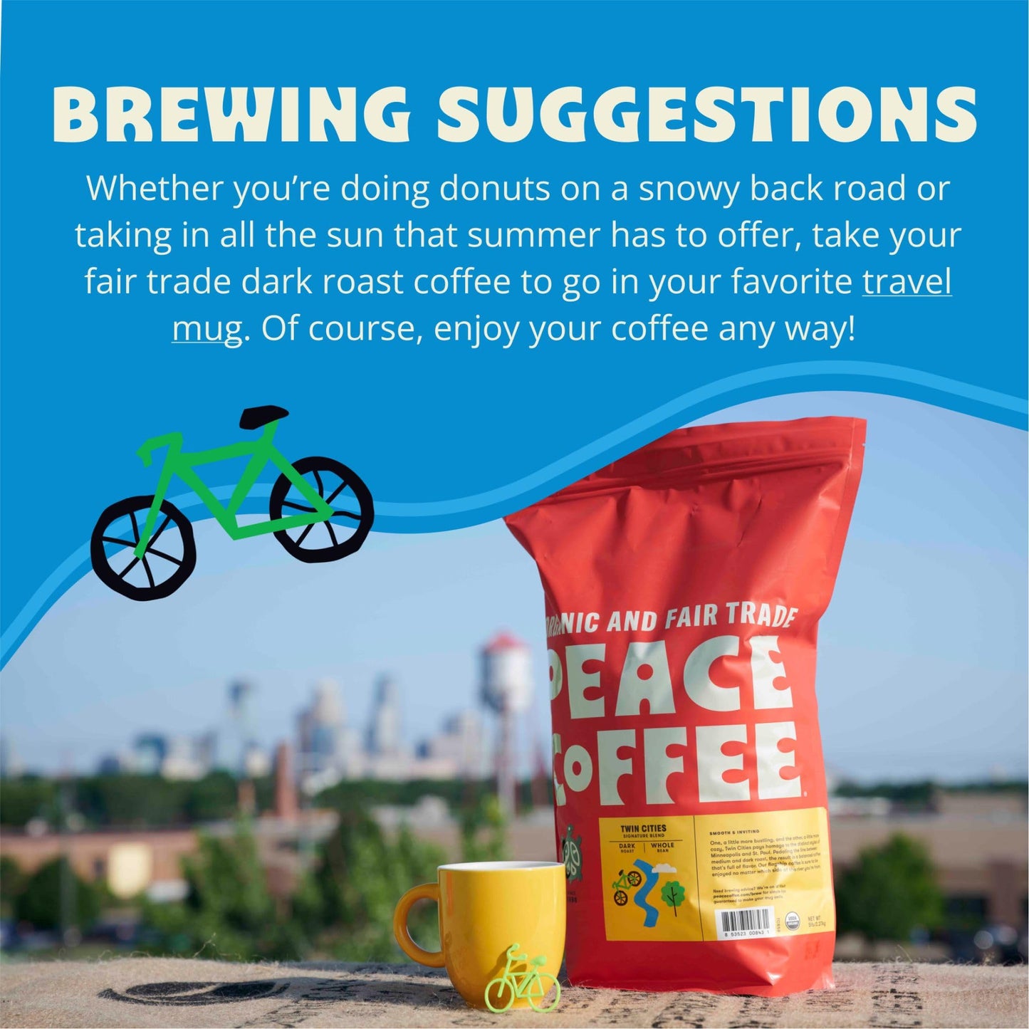 Peace Coffee Twin Cities Blend | 5 Lb Ground Dark Roast | Organic Fair Trade | Smooth, Inviting Flavor | Shade Grown, Fresh Roas