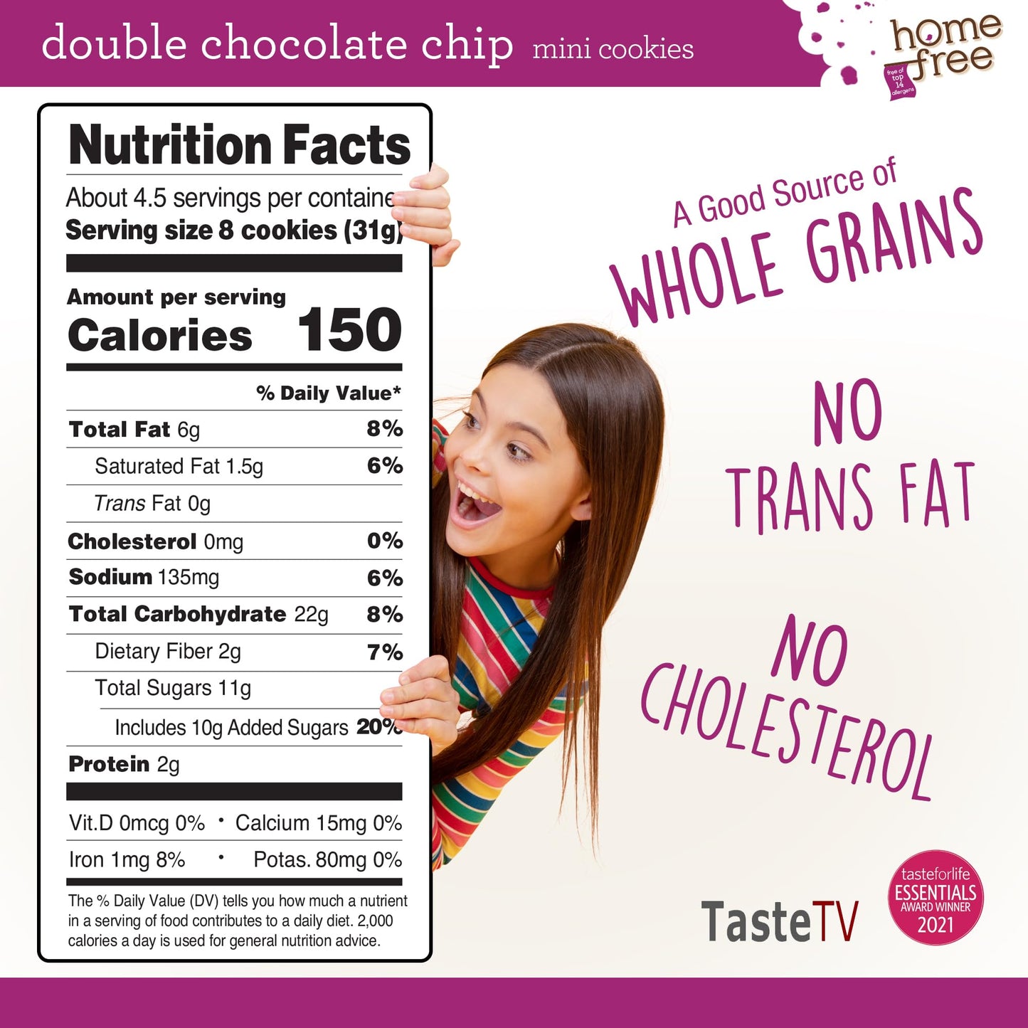 Homefree Mini Double Chocolate Chip Cookie Box, Gluten Free, Nut Free, Vegan, School Safe and Allergy Friendly Snack, 5 oz. Box