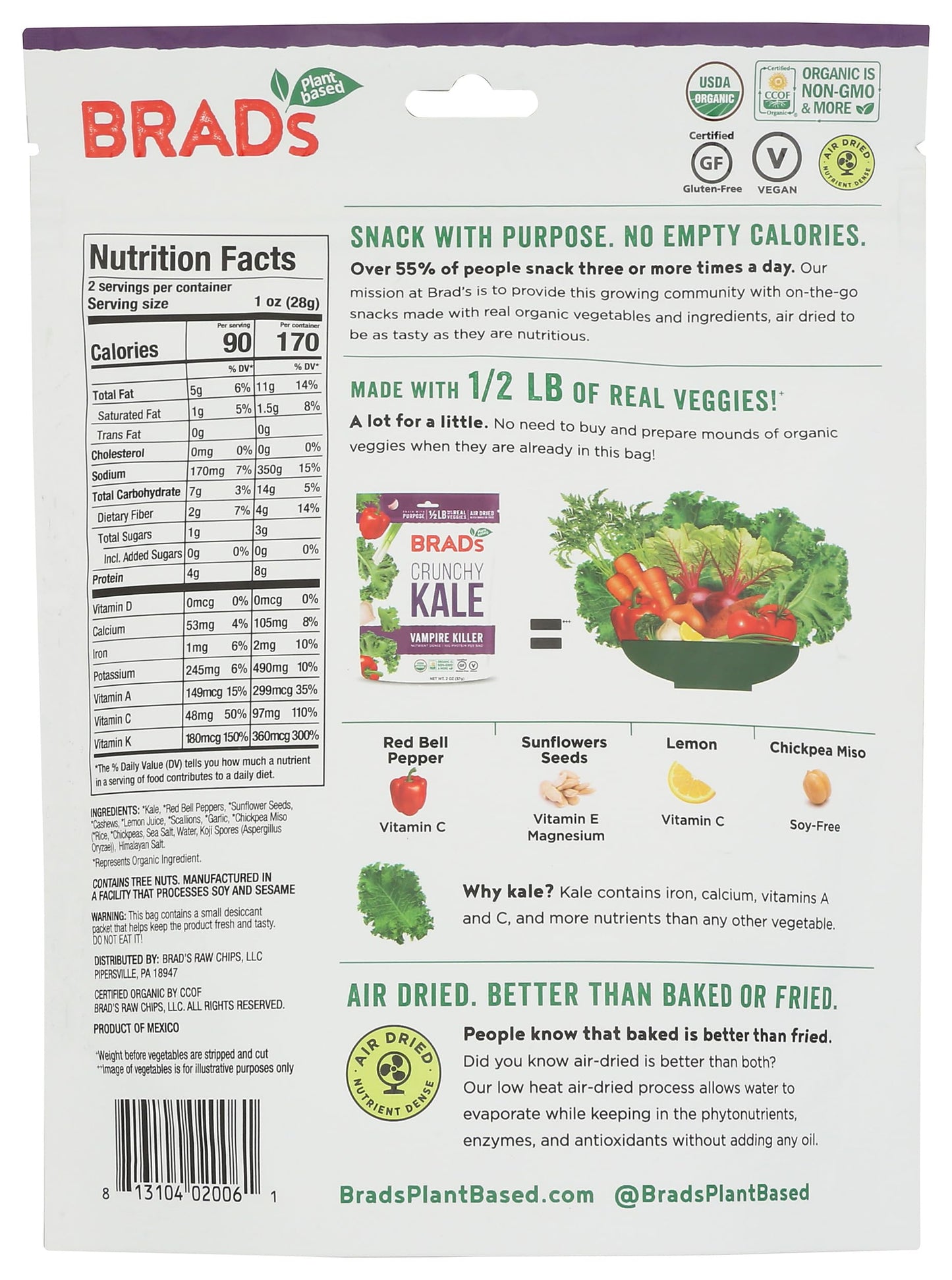 Brads Raw, Chip Kale Vamp Organic, 2 Ounce