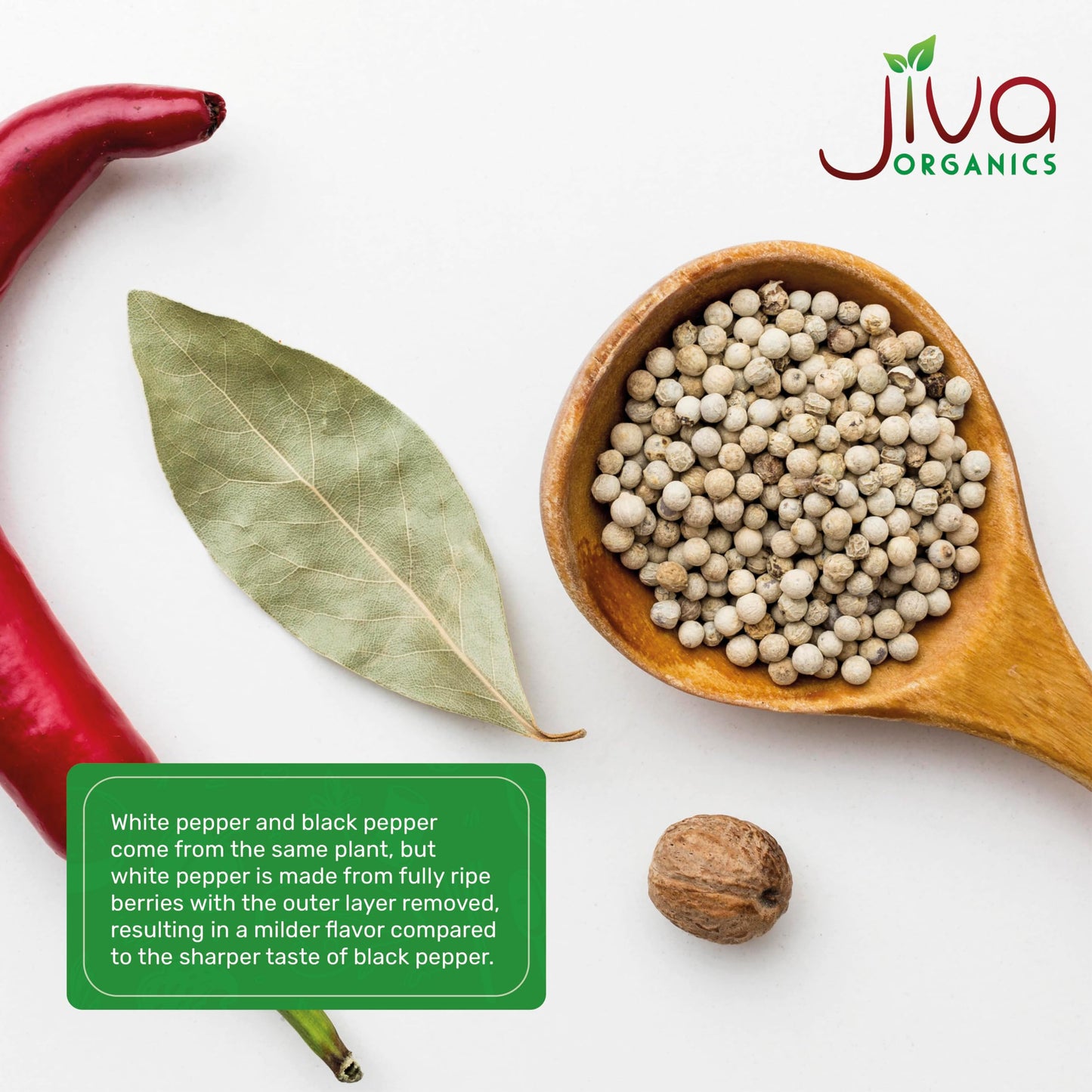 Organic White Peppercorns Whole 1.25 Pound Bulk Bag - Non-Gmo, Pure Whole Peppercorns For Grinder Refill By Jiva Organics