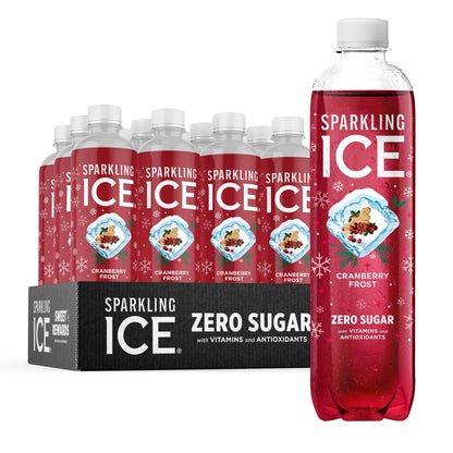 Sparkling Ice, Cranberry Frost Sparkling Water, Zero Sugar Flavored Water, with Vitamins and Antioxidants, Low Calorie Beverage,