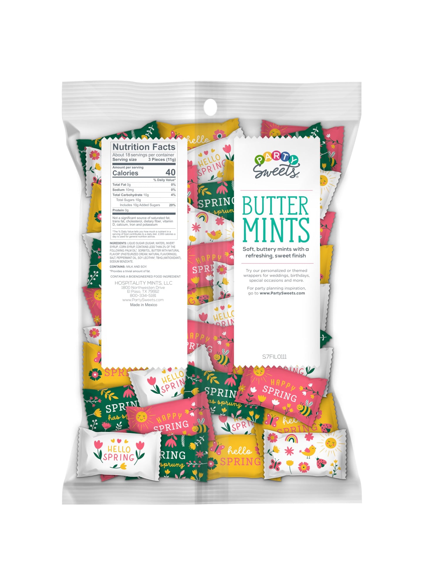 Party Sweets Buttermints, Spring Flavor, 7-Ounce Bags, Pack of 6, Appx 300 Mints