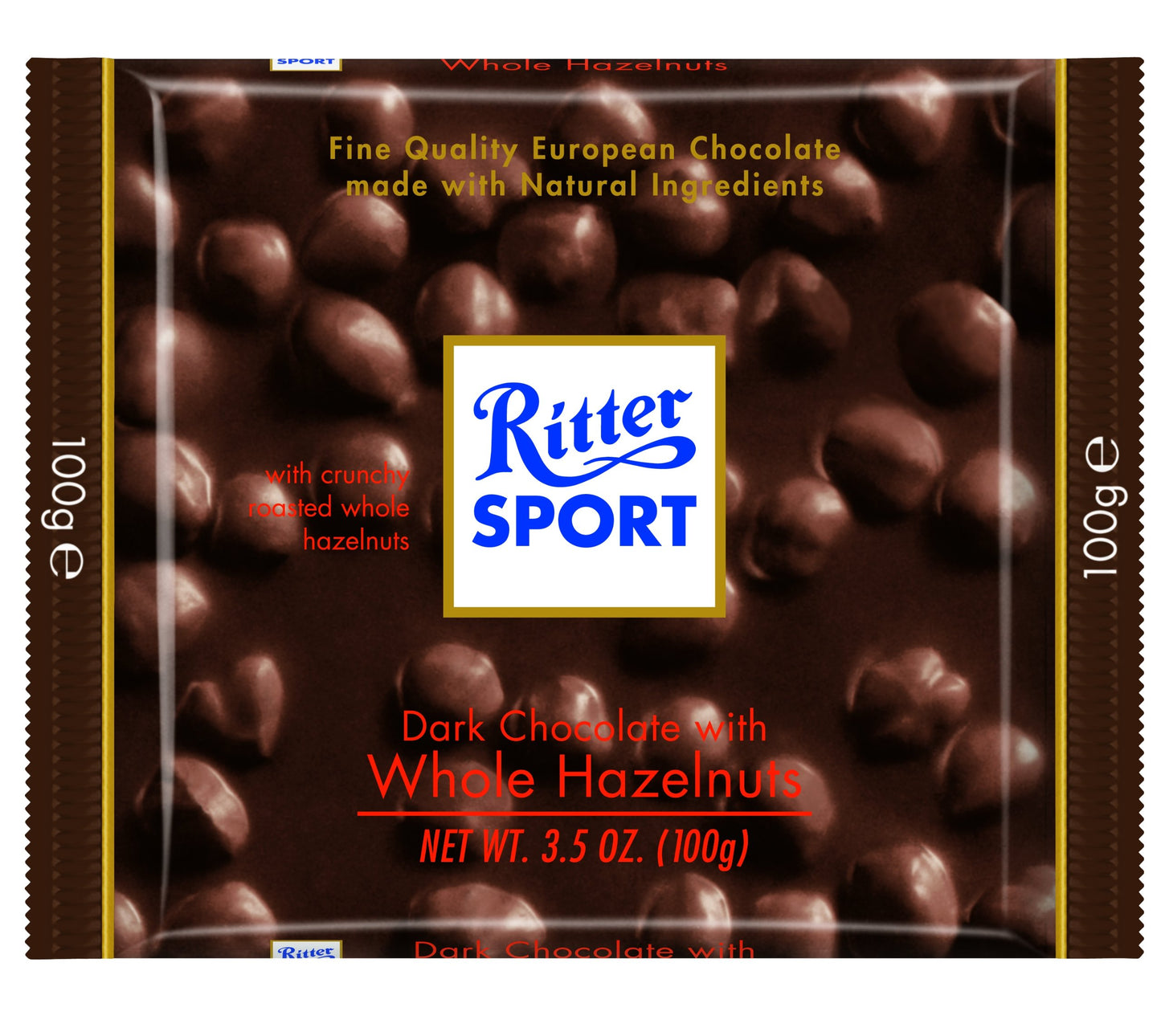 Ritter Sport, Dark Chocolate with Whole Hazelnuts (Pillow Pack), 3.5-Ounce Bars (Pack of 8)