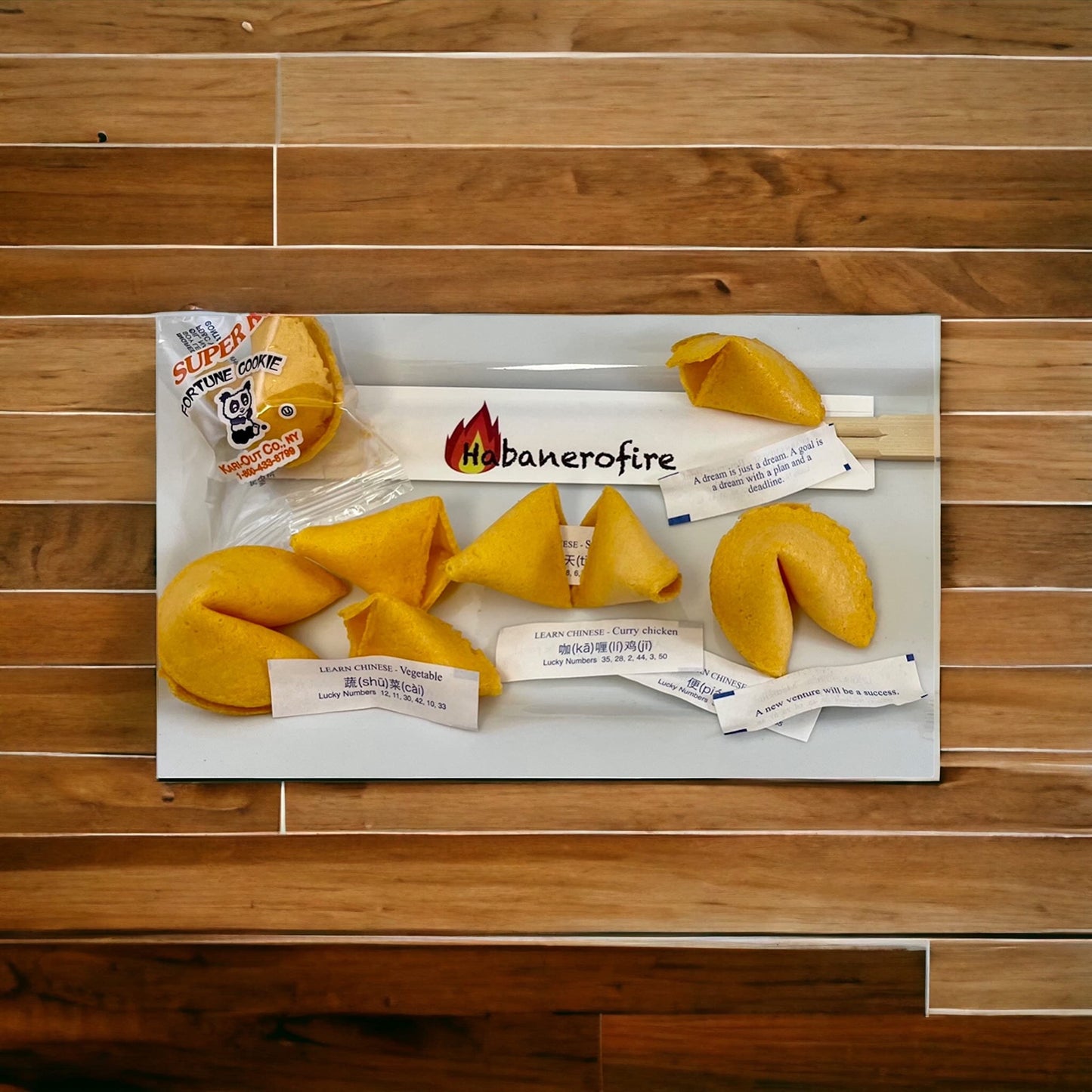 100 Individually Wrapped Fortune Cookies With Fun Fortunes, Lucky Numbers, Chinese Language, Bundle With 1 Set Habanerofire Chopsticks