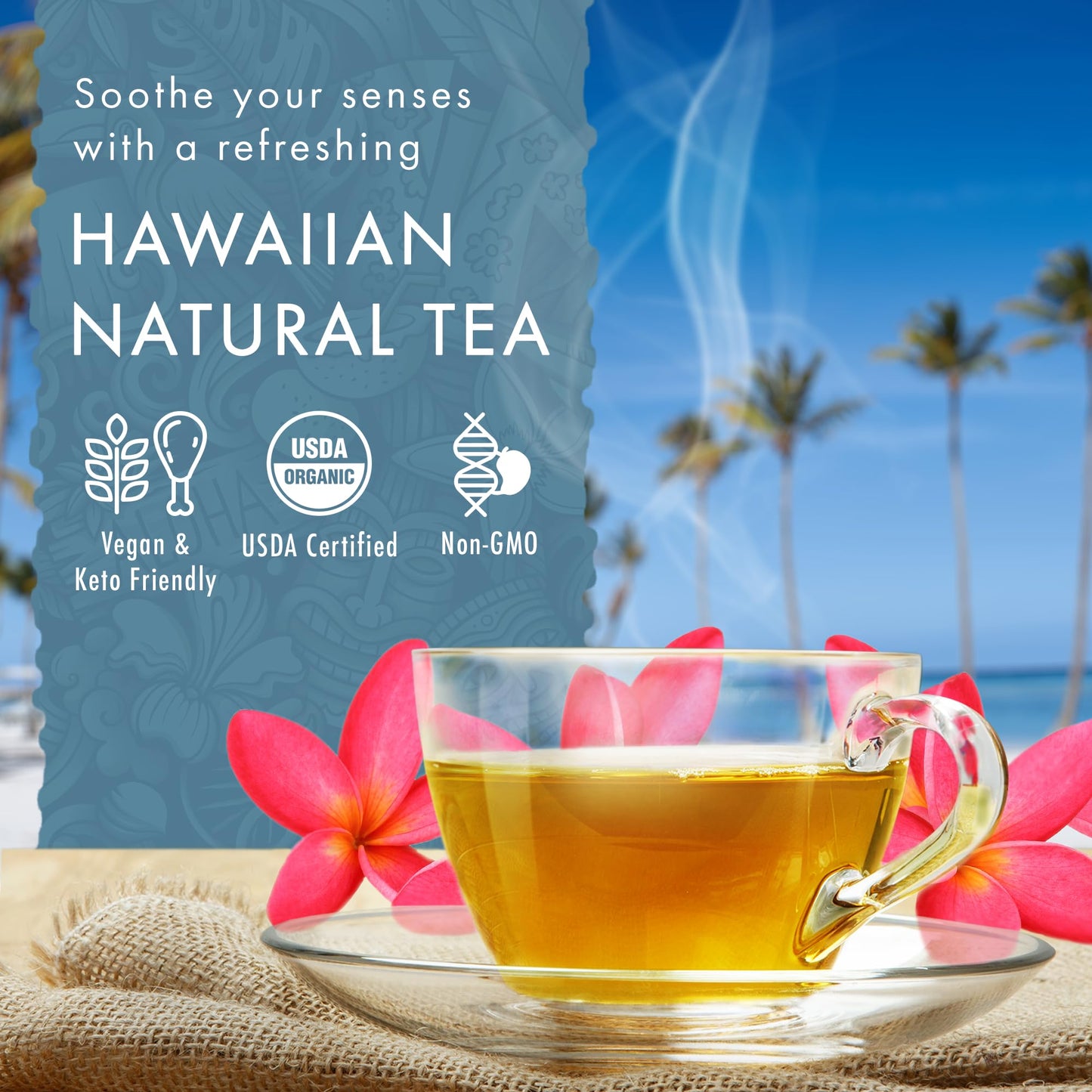 HAWAIIAN NATURAL T·E·A Organic Maui Lavender Earl Grey Tea Bags - Premium Black Tea, Antioxidant Rich, 20 Count