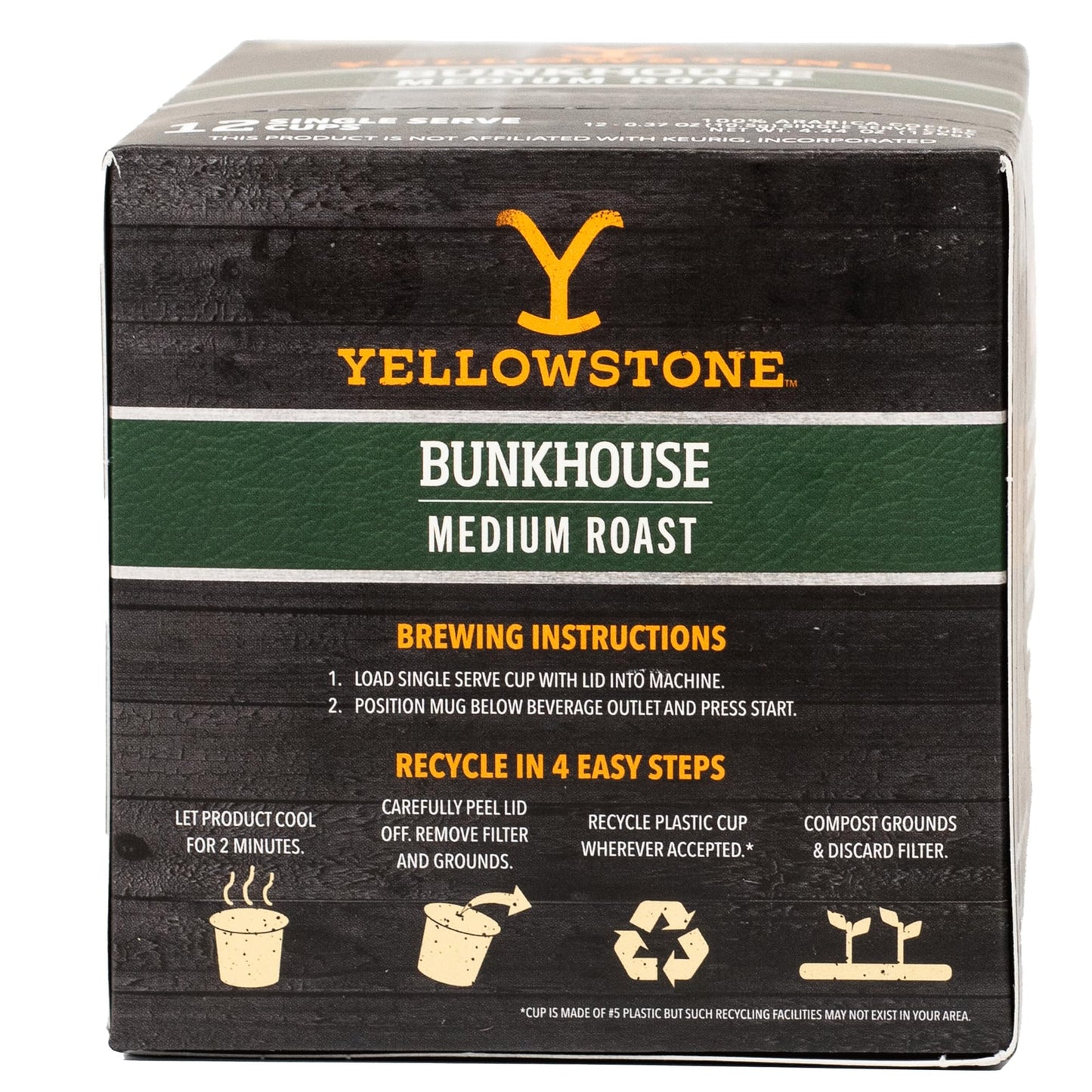 Y Yellowstone Yellowstone Bunkhouse Medium Roast Coffee Pods, 100% Arabica, 12 Count, Recyclable