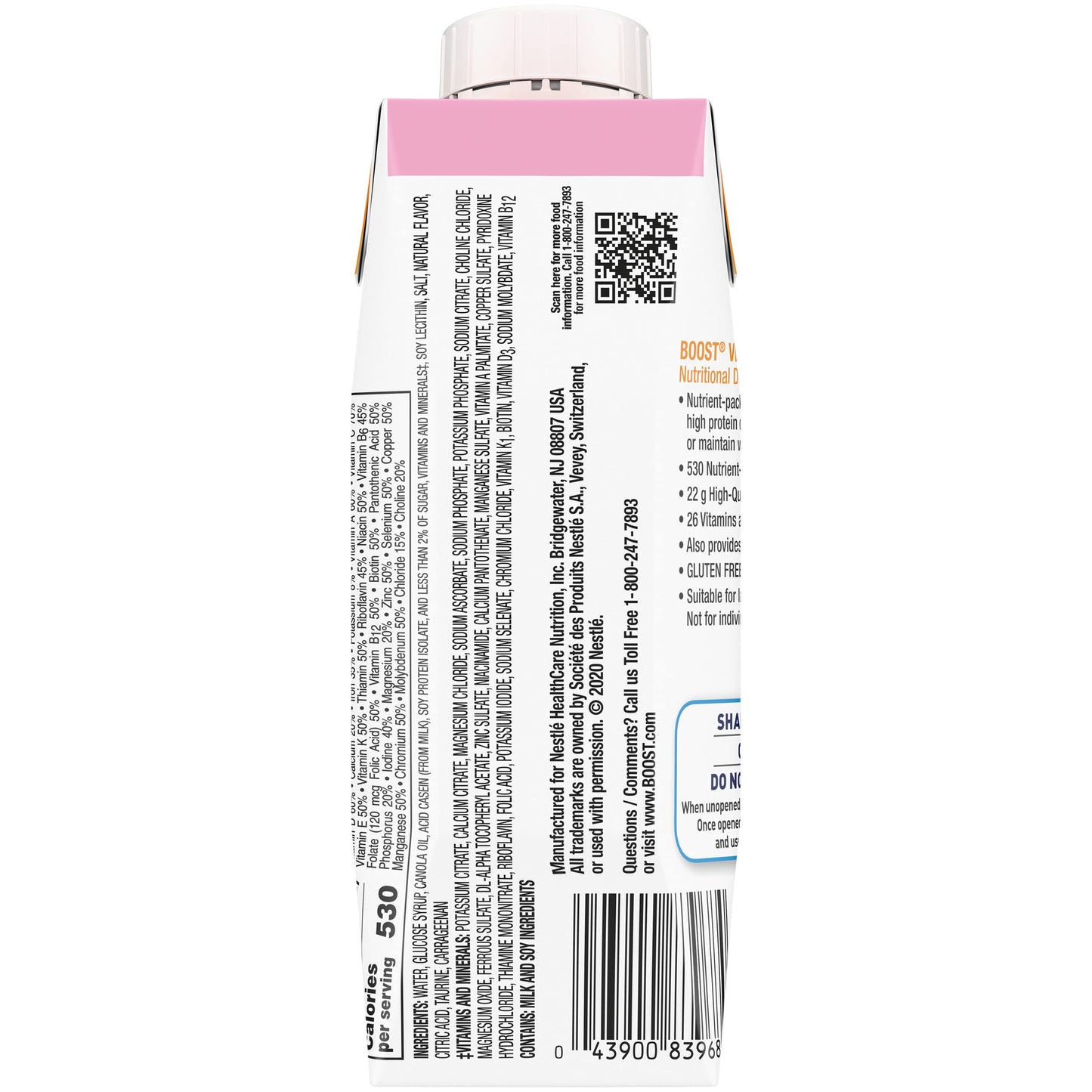 Boost Very High Calorie Nutritional Drink, No Artificial Colors or Sweeteners (Strawberry, 8 Fl Oz (Pack of 24))