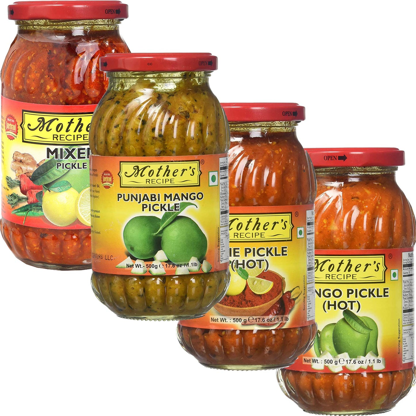 Mother'S Recipe - Pickle Combo 4In1 (Mixed, Punjabi Mango, Lime Hot, Mango Hot) 500G X 4