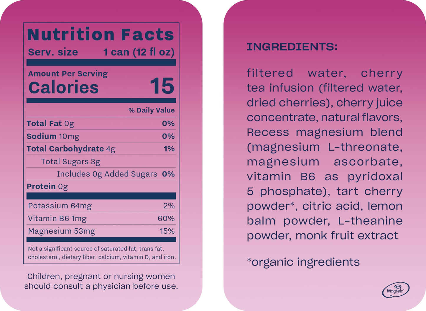 Recess Mood Magnesium & Adaptogen Drink, Relaxation Beverage, 12 ounce (Black Cherry, 12 pack)