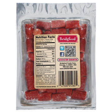 Bridgford Pepperoni Snack Bites 4 Oz Pack Of 3 - Ready-To-Eat Pepperoni Snacks For On-The-Go Snacking - Pork And Beef Pepperoni
