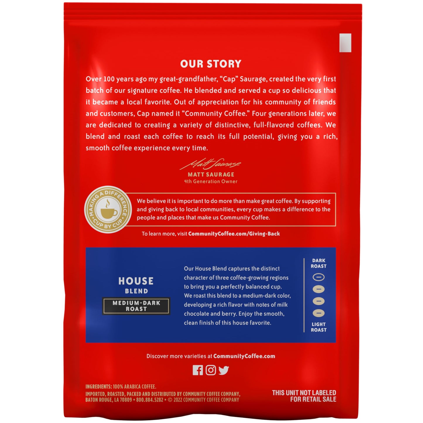 Community Coffee House Blend  Medium-Dark Roast Pre-Measured Coffee Packs  3.0 Ounce Each (Box of 20)