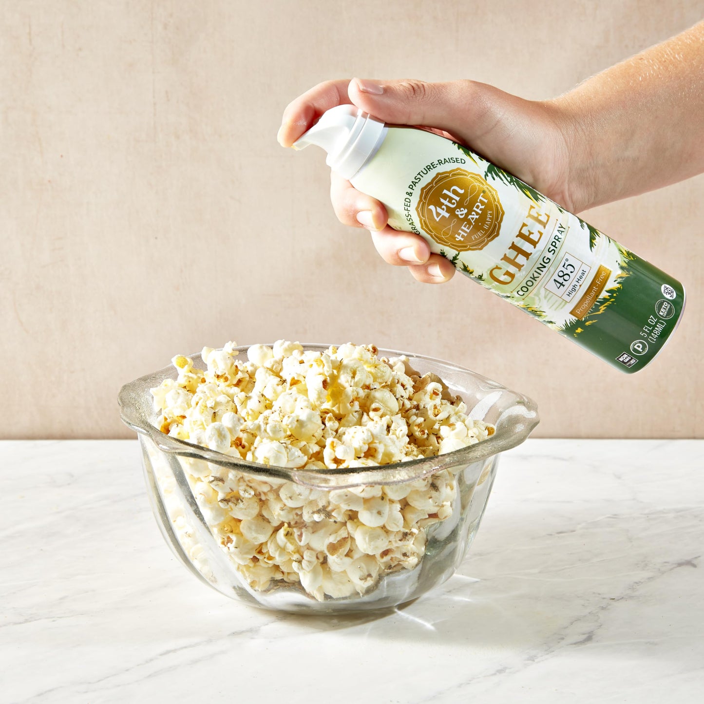 4th & Heart Original Ghee Oil Non-Stick Cooking Spray, Made with Grass-Fed, Pasture-Raised Ghee, Keto, Lactose-Free, Certified P