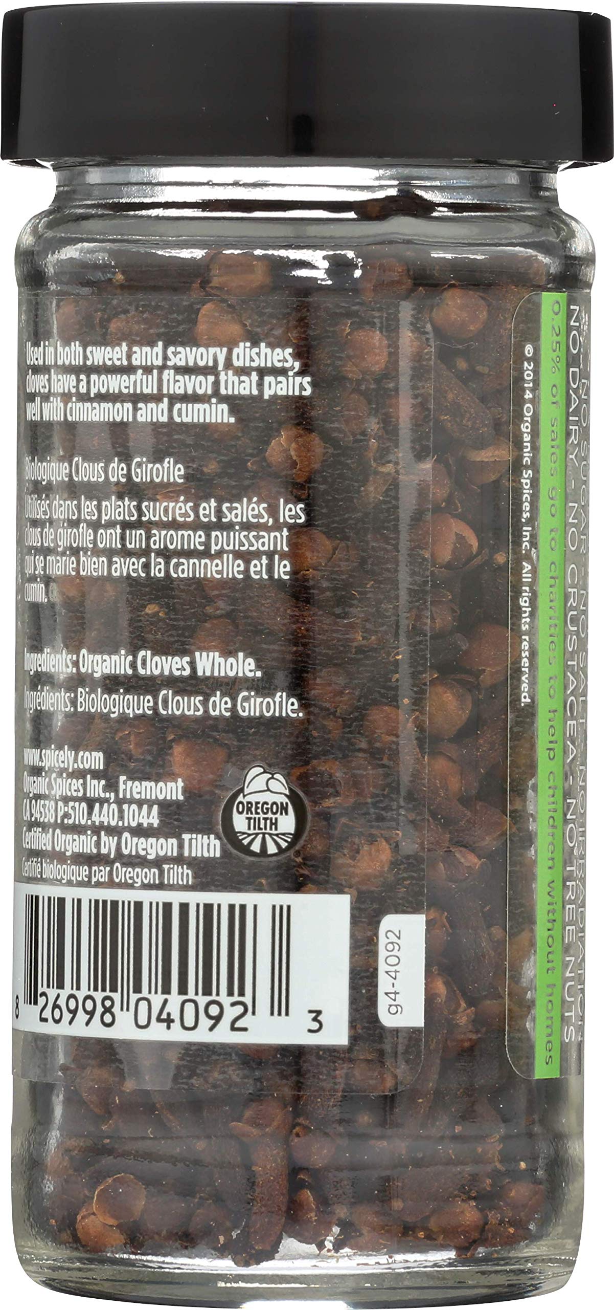 Spicely Organic Cloves Whole 1.10 Ounce Jar Certified Gluten Free