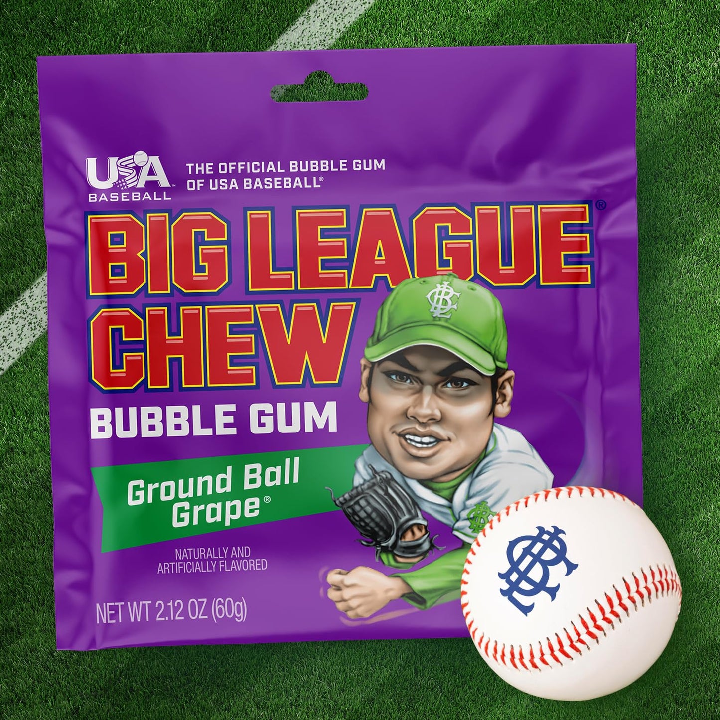 Big League Chew Ground Ball Grape Bubble Gum - Juicy Grape Flavor Explosion | Ideal for Baseball Games, Teams, Concessions, Part