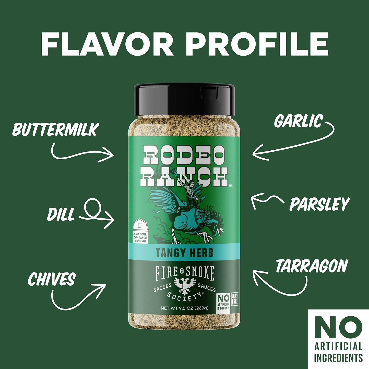 Fire & Smoke Society BBQ Chicken Seasoning 9.5 oz (2-Pack) - Perfect for Chicken, Pork, Fish, Vegetables with Buttermilk & Herbs