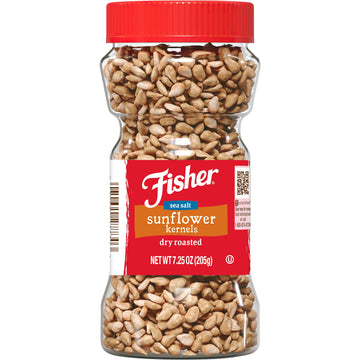 Fisher Dry Roasted Sunflower Seeds Kernels with Sea Salt  7.25 oz  Sunflower Seeds to Eat  Gluten-Free  No Sugar Added  Crunchy Snacks for mature-themeds  Perfect for Salads  Yogurt  & On-the-Go Snacking