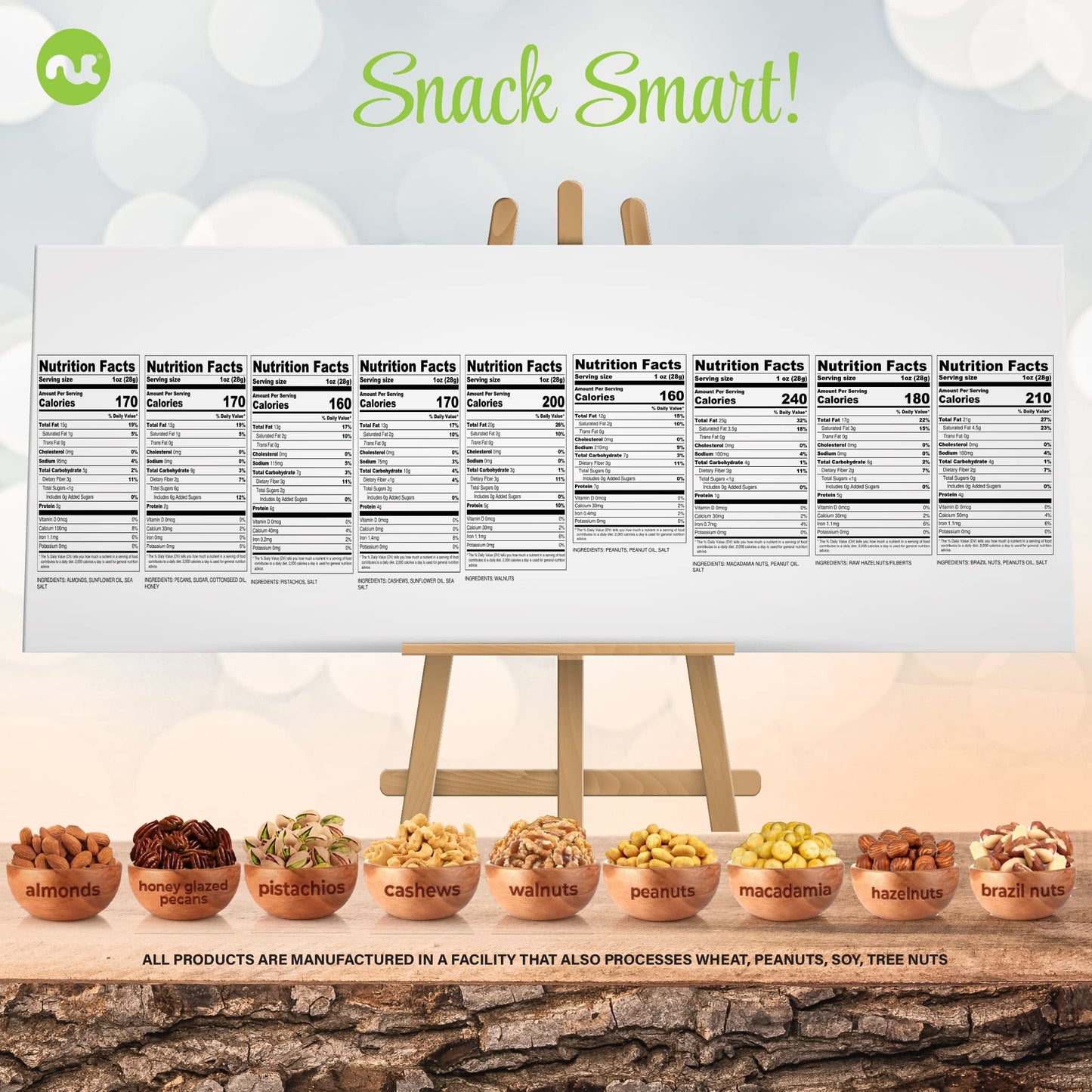 Nut Cravings Gourmet Collection - Rosh Hashana & Shana Tova Mixed Nuts Gift Basket In White Gold Box (9 Assortments) Arrangement