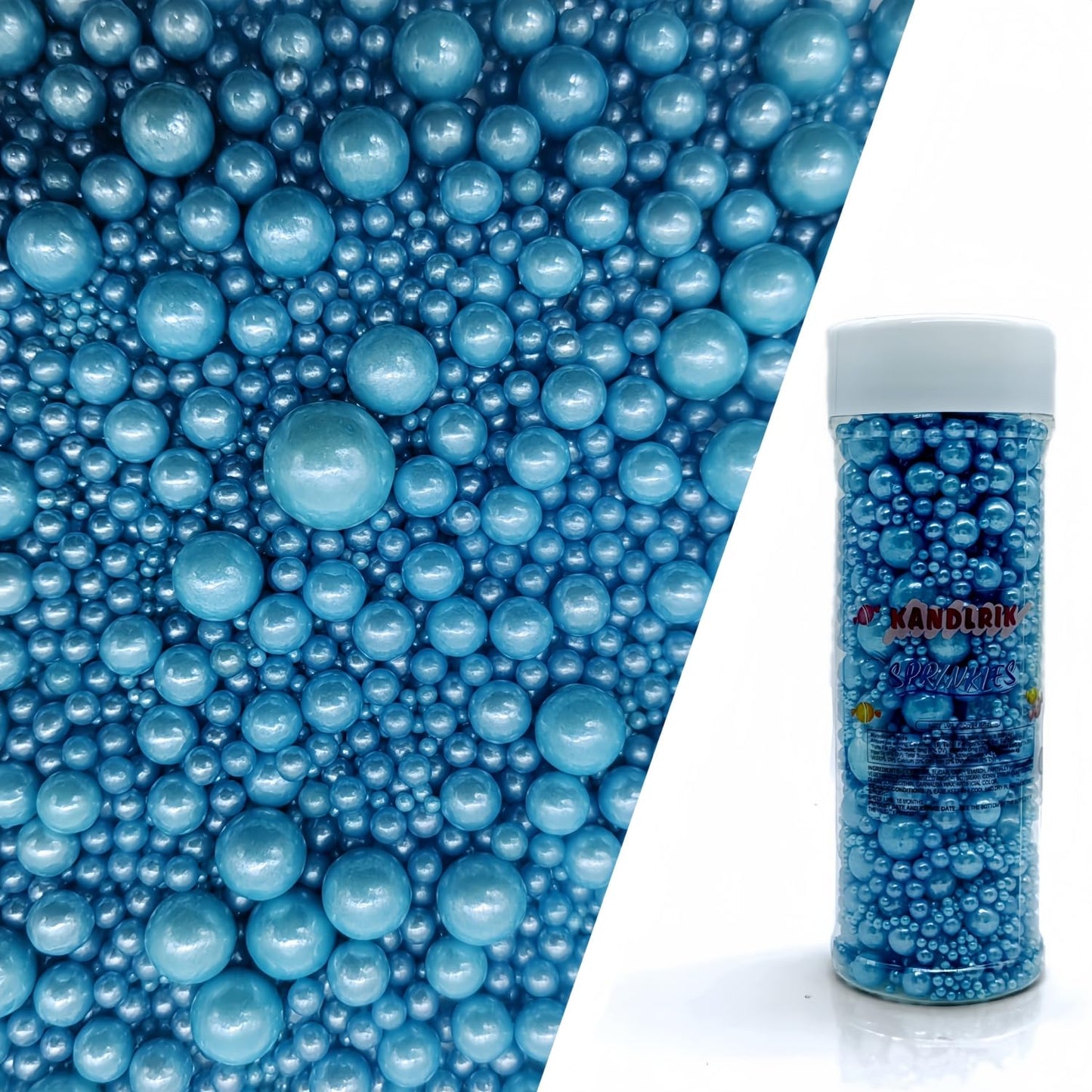 Edible Blue Sugar Pearls Sprinkles Candy Mix Size Pearls Cake Decorations Cupcake Toppers Cookie Decorating Perfect for Wedding 