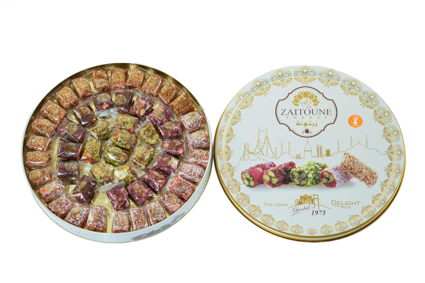 Zaitoune Premium Pistachio Turkish Delight - Handmade Turkish Sweet Authentic Turkish Lokum - Perfect For Dessert Or Gift, 650G