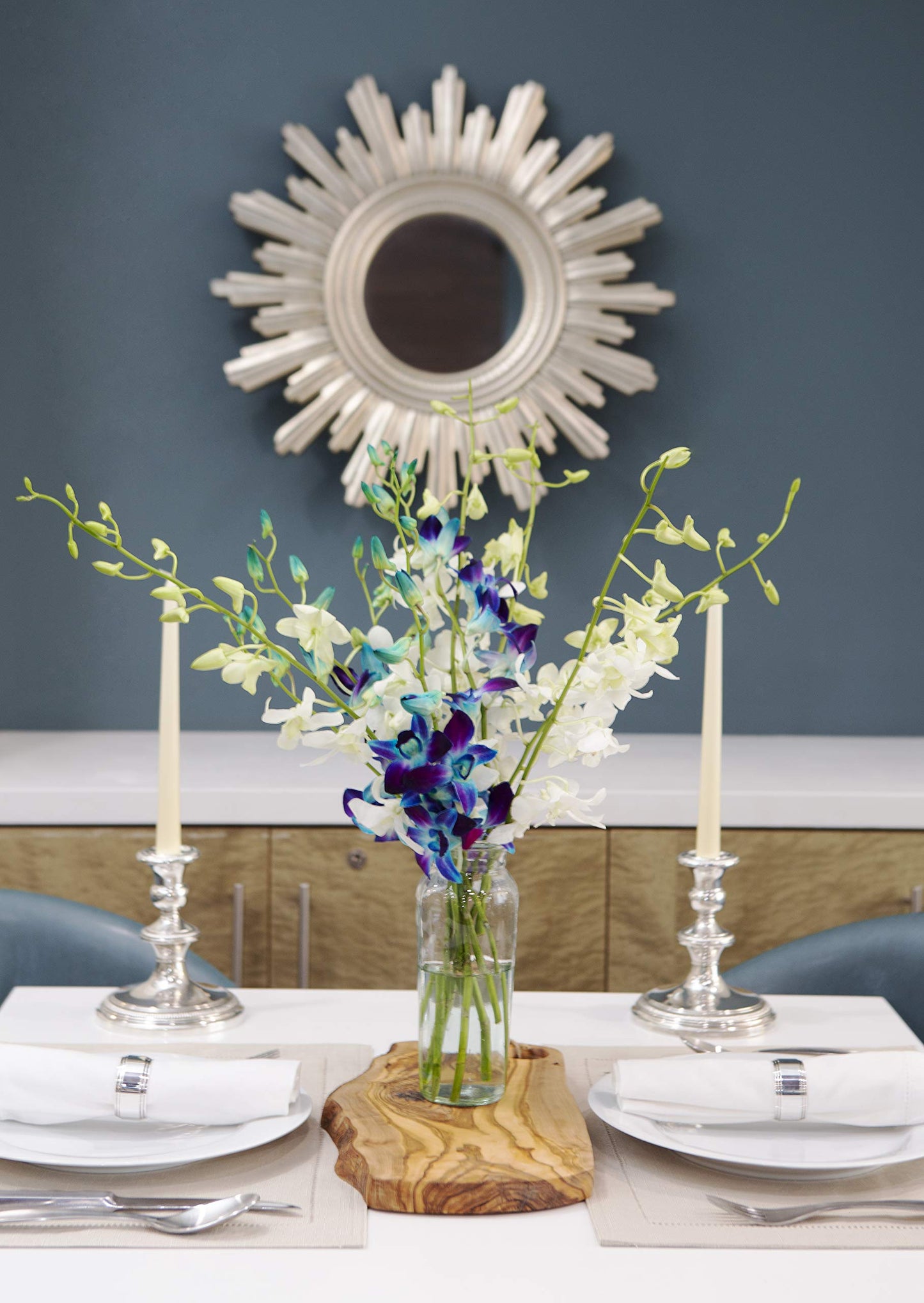 KaBloom Flowers Starry Night Bouquet - Blue and White Orchids with Vase - 10 Model KADF1220-V114-A999