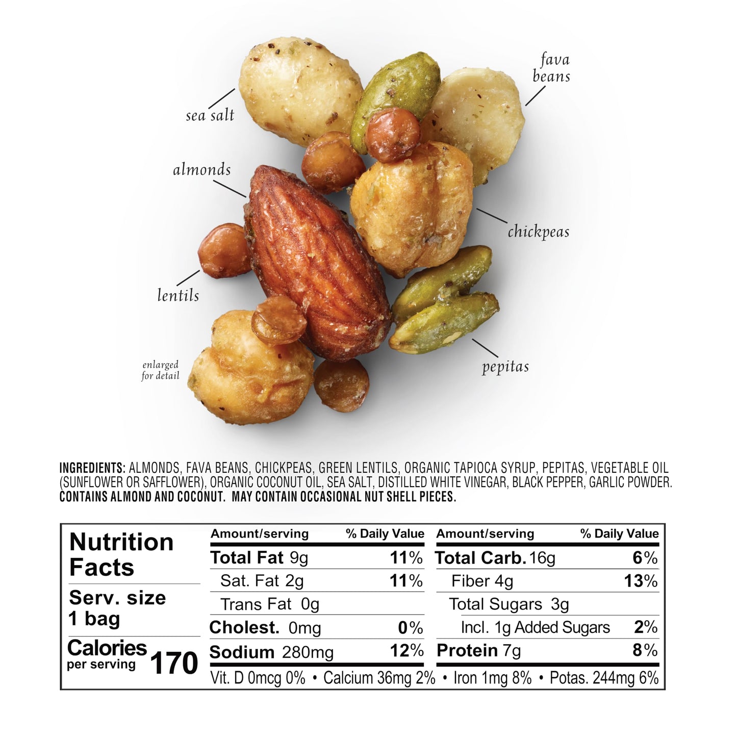 Sahale Snacks Sea Salt Bean + Nut Snack Mix, 1.25 Ounces (Pack Of 18)