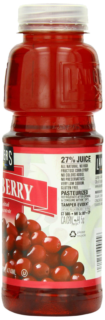 Langers Juice Cocktail Cranberry, 15.2 Fl Oz, Pack of 12
