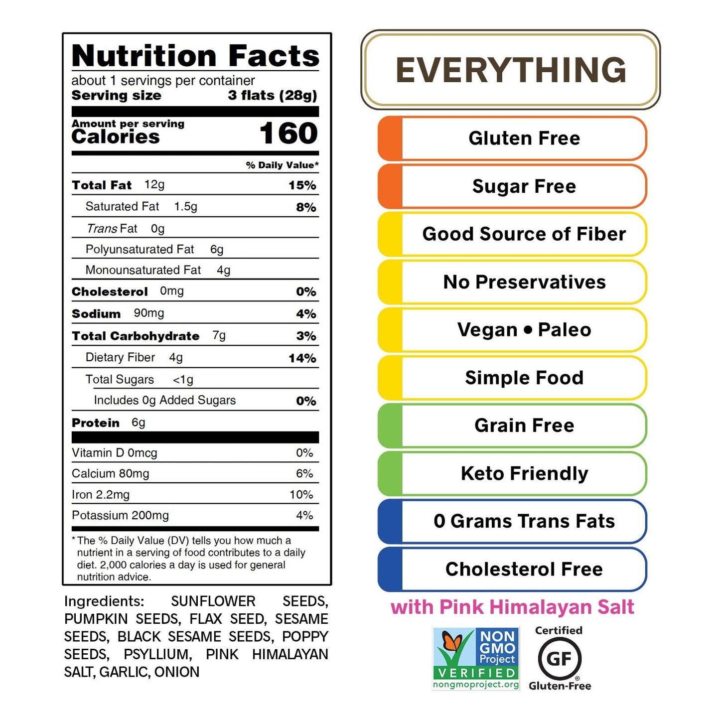 ELLAS FLATS Variety All Seed Savory Crisps - Gluten Free, Vegan, Keto Friendly, 20 Pack, 1 Ounce Each