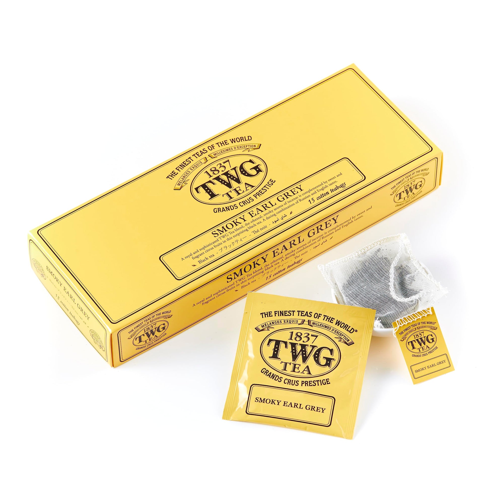 Twg Tea | Smoky Earl Grey | Black Tea | Bergamot | 15 Hand Sewn Cotton Tea Bags | Gift Set