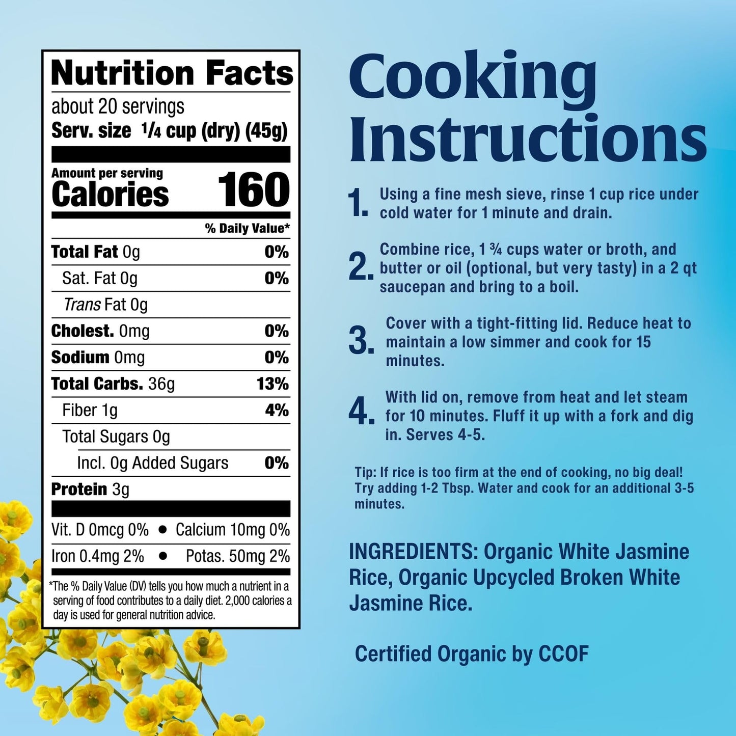 Lundberg Upcycled Organic Jasmine White Rice - Light & Fluffy, Gluten Free, Resealable 2lb Bag (Pack of 1)