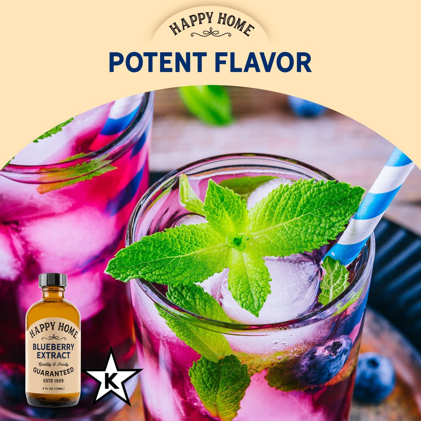 Happy Home Premium Natural Blueberry Flavor - Certified Kosher, 4 oz.