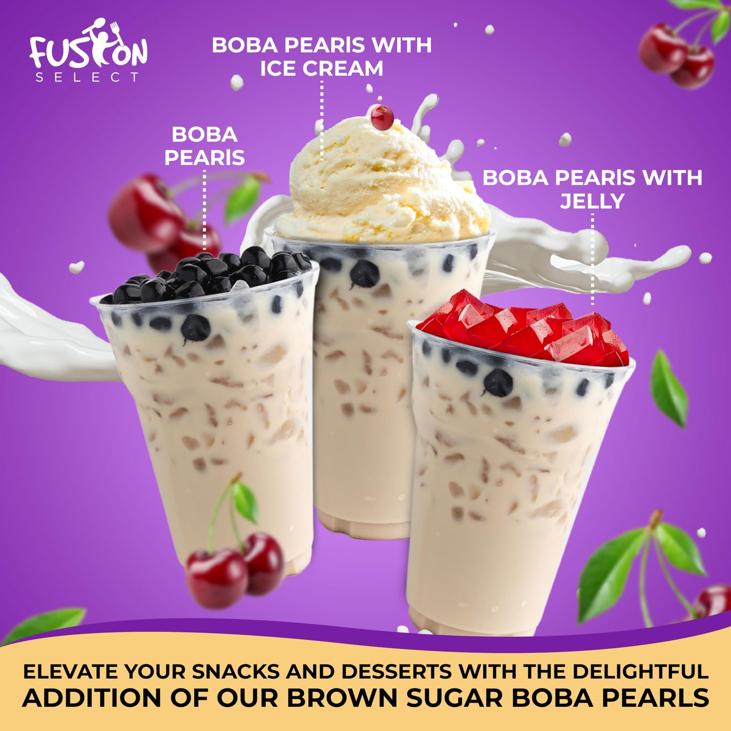 Fusion Select 12 Instant Boba - No-Cook Instant Tapioca Pearls For Bubble Tea Drinks, Hot Or Cold Sweet Milk Beverage - Microwav