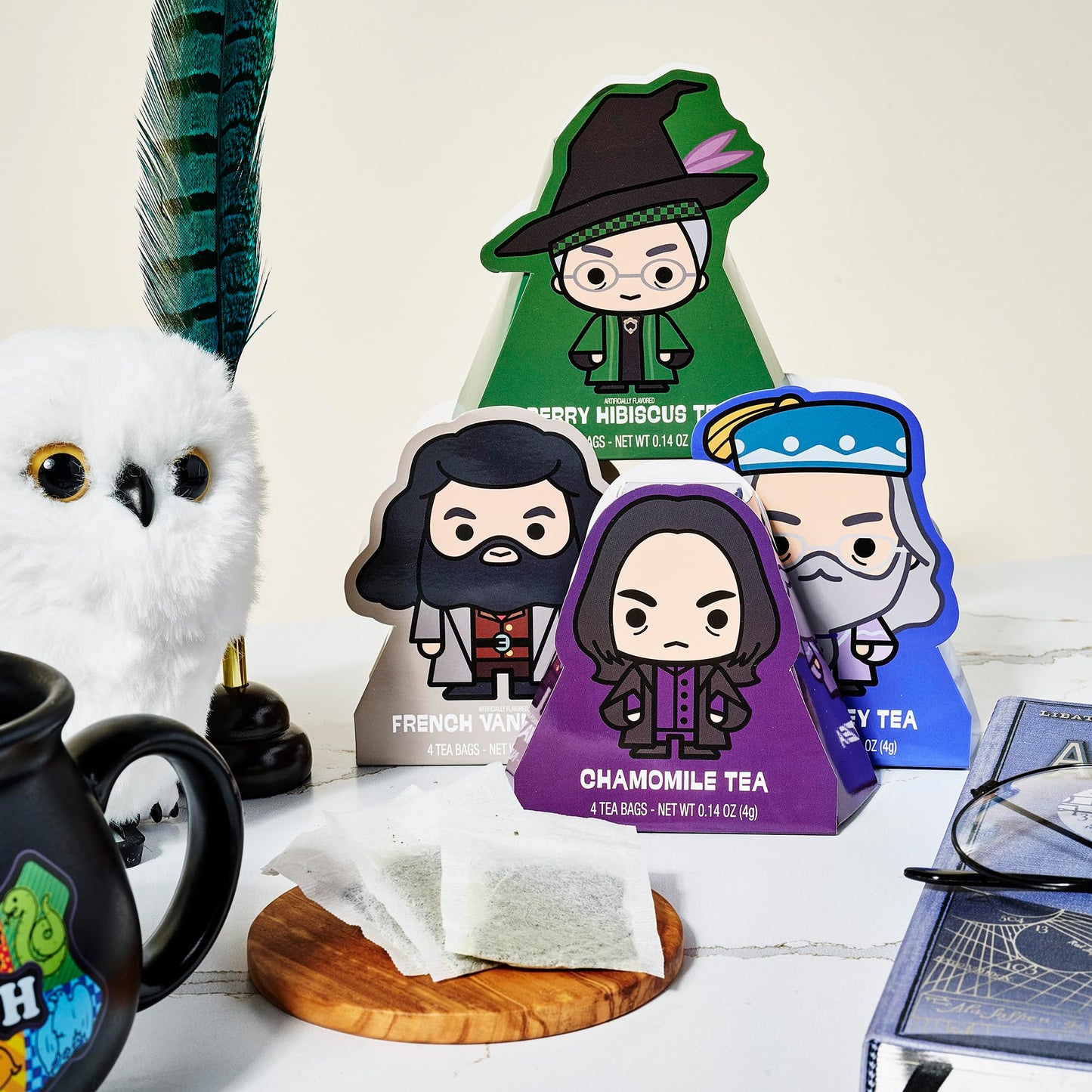 Harry Potter, Character Tea Gift Set, Includes A Pair Of Cauldron Mugs And 36 Black And Green Tea Bags In 9 Flavors, Perfect For Harry Potter Party