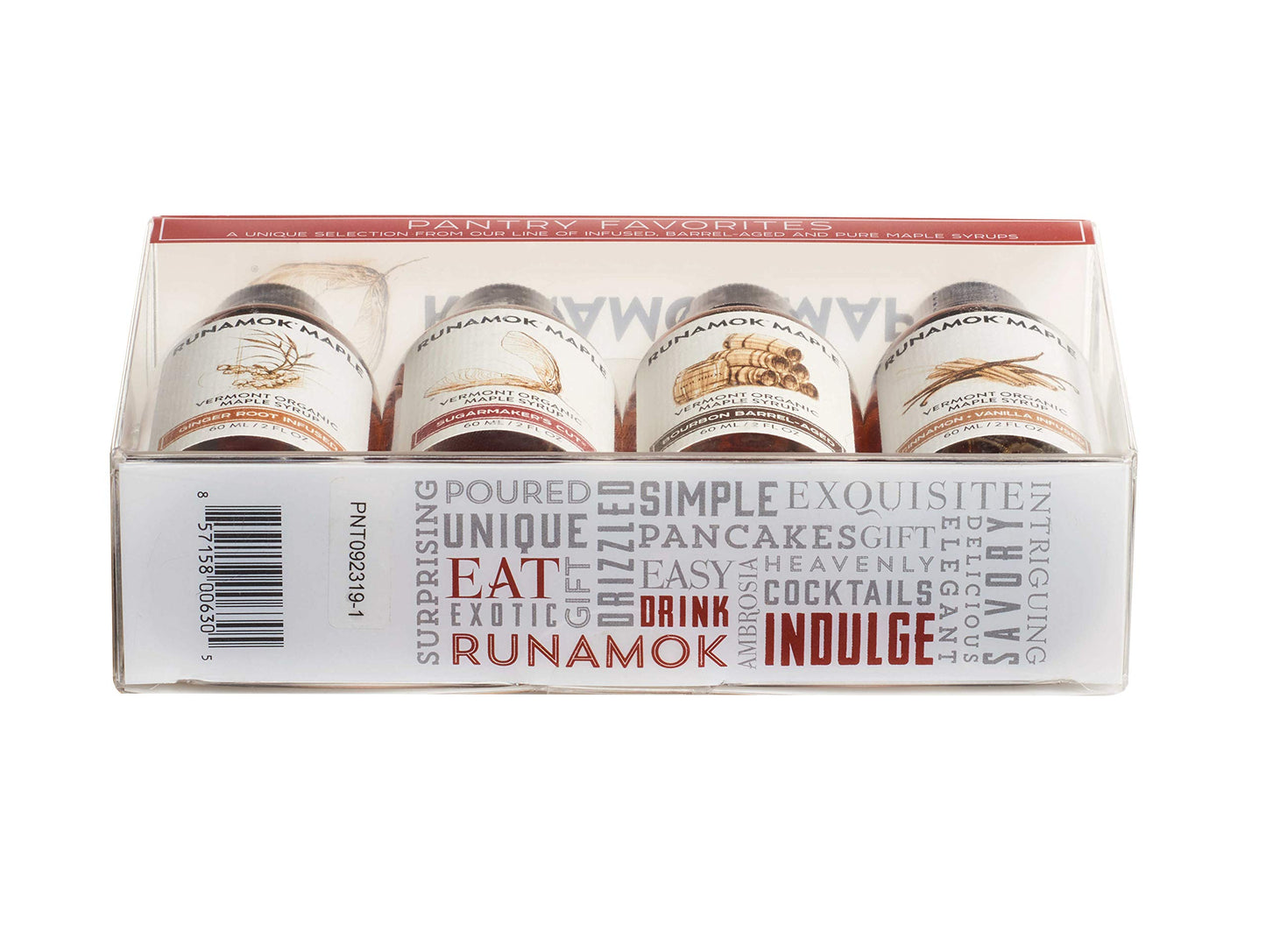 Runamok Organic Maple Syrup Pairing Collection, 2 oz (Pack of 4), Barrel-aged and Infused, Model PNTRY