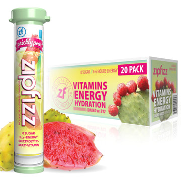 Zipfizz Daily Energy Drink Powder, Sugar-Free, Electrolyte Powder, Prickly Pear, 20 Pack (0.39 Ounce Each)