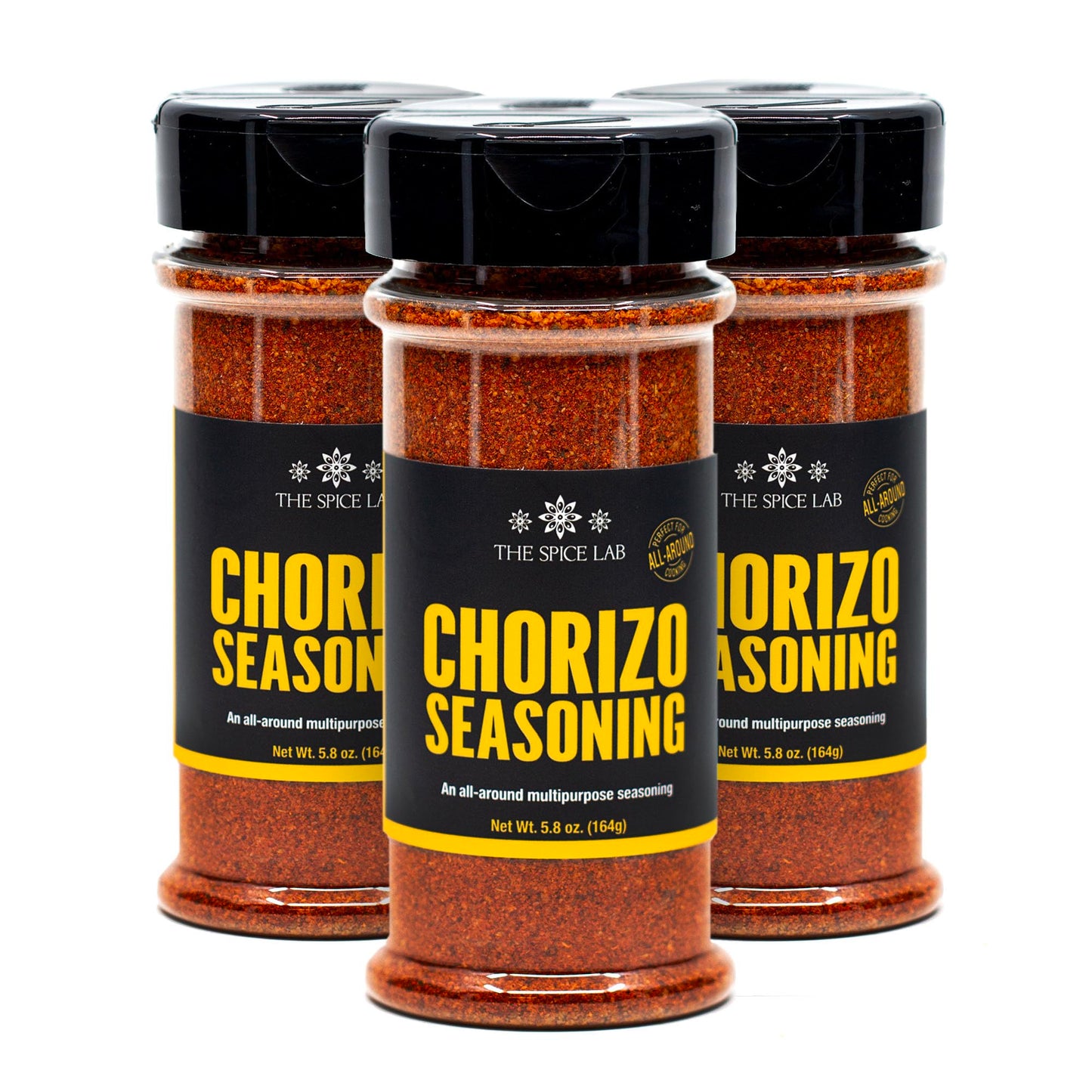 The Spice Lab Spanish Chorizo Seasoning, Multi-Purpose Blend, 5.8 oz Shaker Jar, Pack of 3, Kosher, All-Natural, Orange