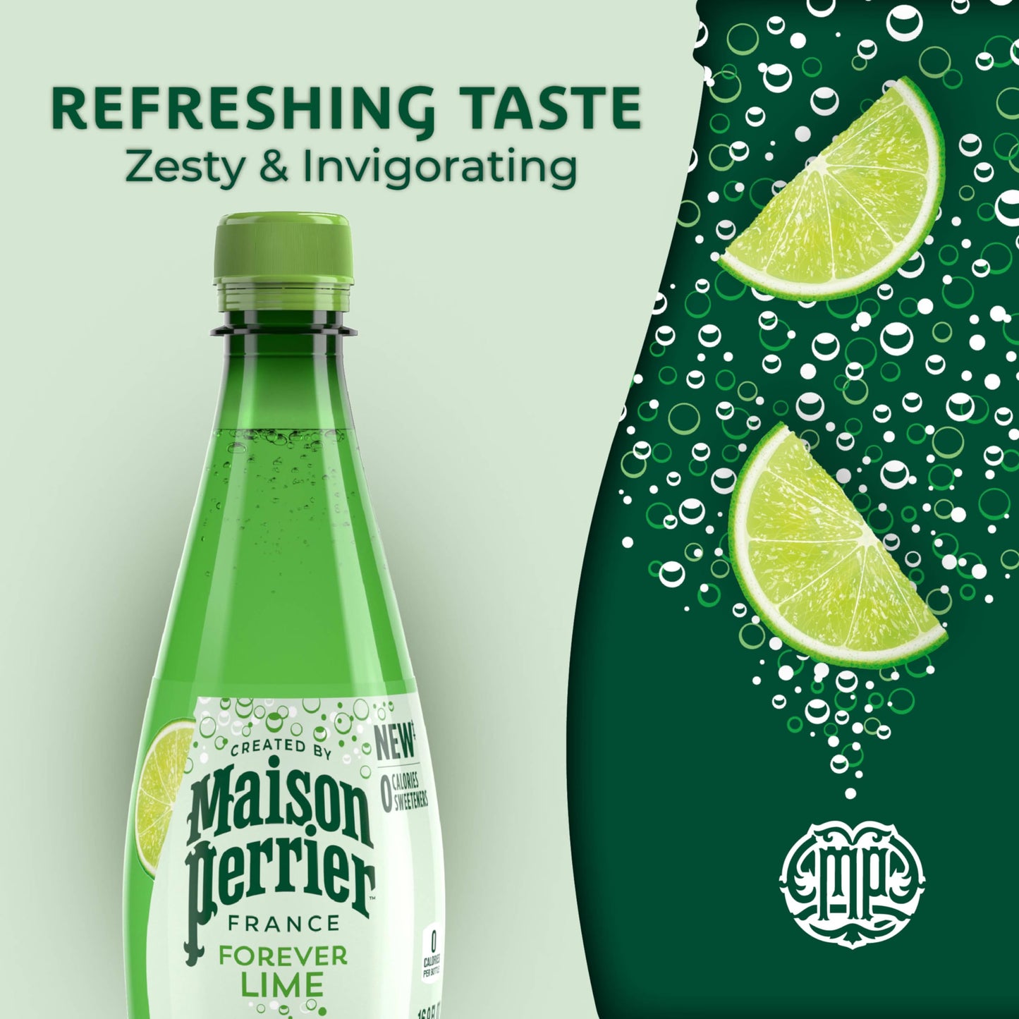 Maison Perrier Sparkling Water, Forever Lime Flavor, 16.9 Fl Oz Bottles, 6 Count, Model 074780404013