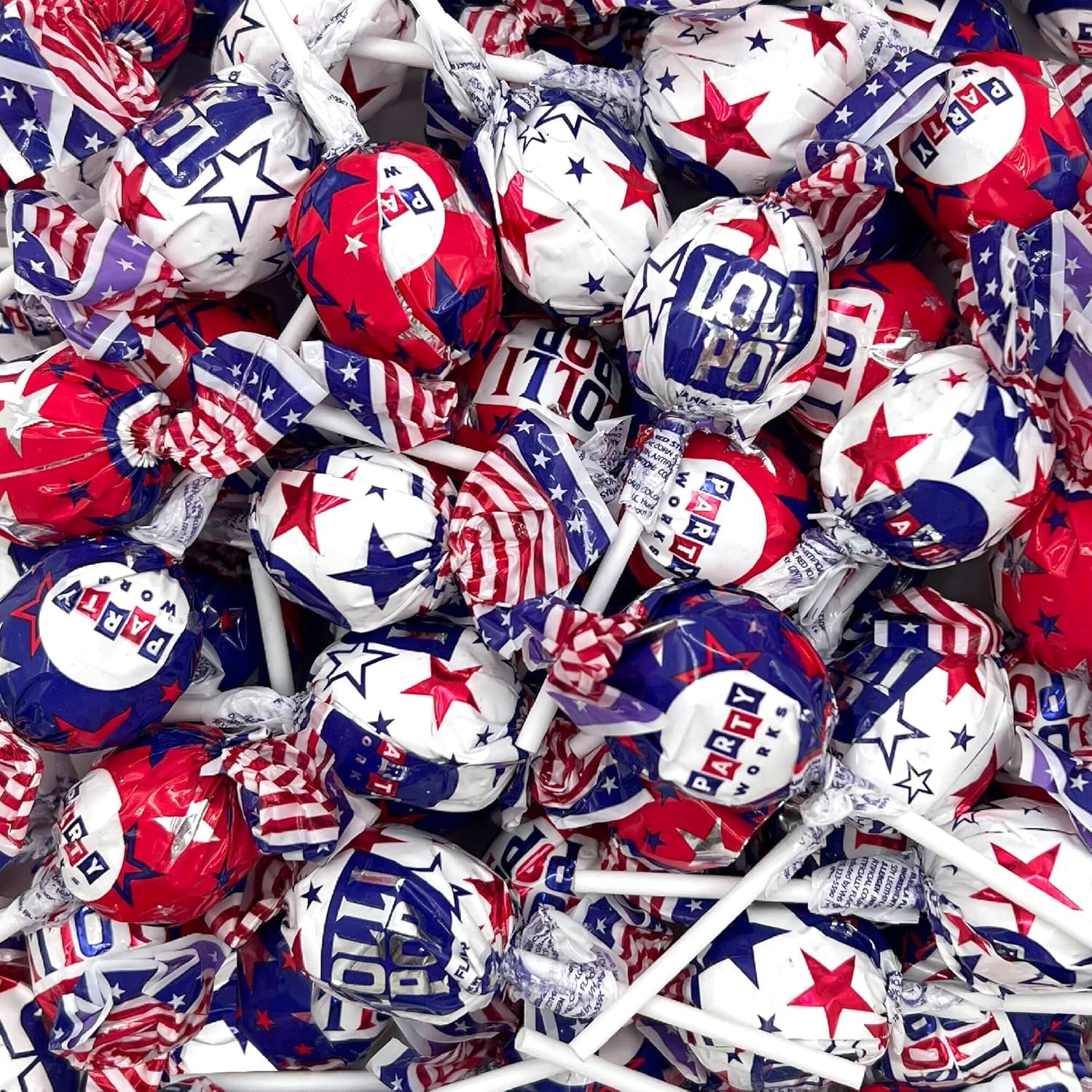 SUNNY ISLAND Patriotic Lollipops | 2 Pound Bag, 35 Pieces | Cherry, Blue Raspberry, Vanilla Flavors | Individually Wrapped