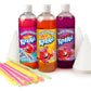 Kool-Aid Snow Cone Syrup Party Kit - Sharkleberry, Peach Mango, Black Cherry - 20 Snow Cone Cups & Spoon Straws