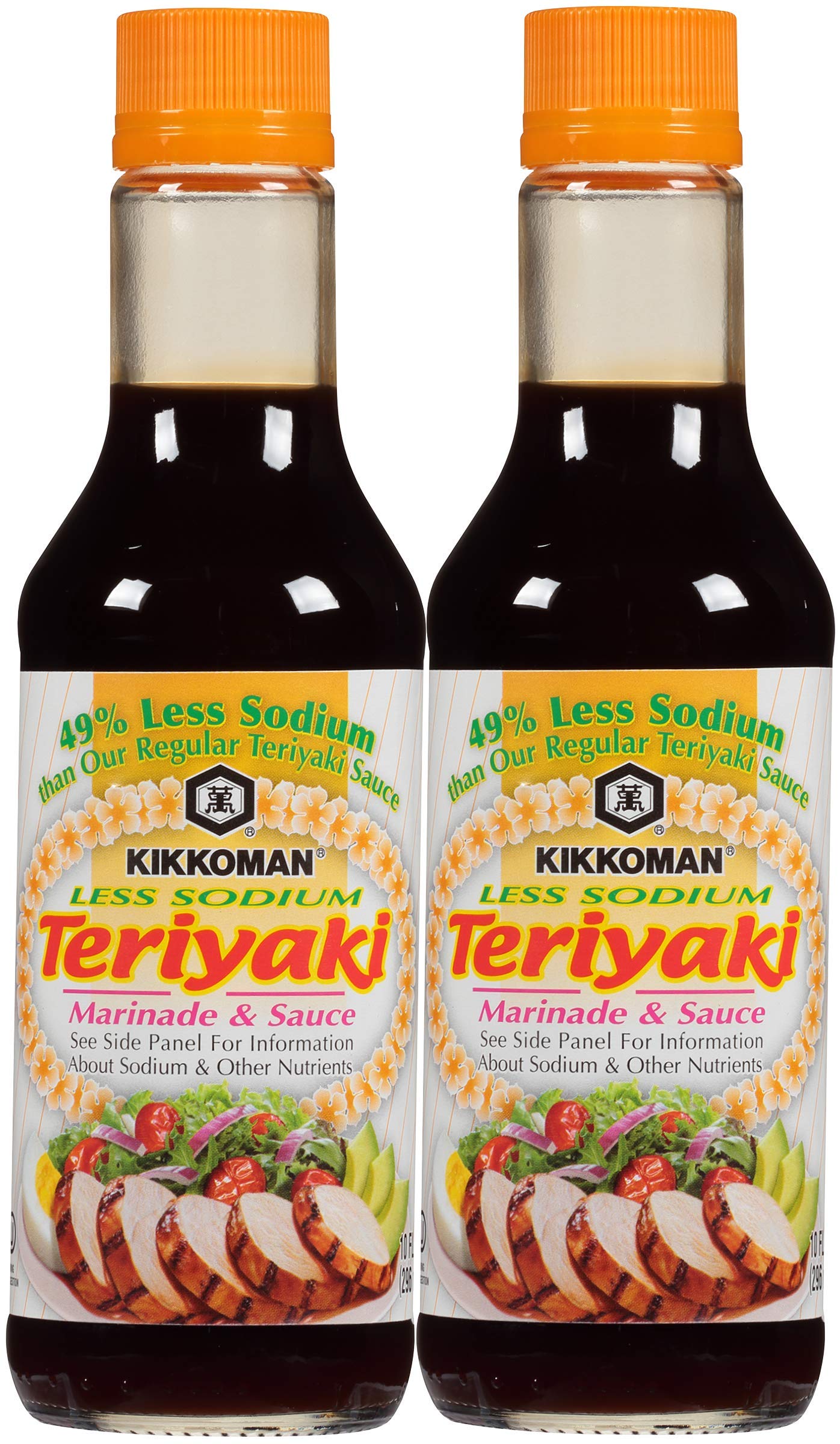 Kikkoman Less Sodium Teriyaki Sauce, 10 Ounce (Pack of 2, Total of 20 Fl Oz) (2-Pack)