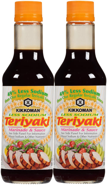 Kikkoman Less Sodium Teriyaki Sauce, 10 Ounce (Pack of 2, Total of 20 Fl Oz) (2-Pack)